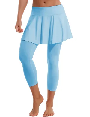19" Capris Tennis Golf Skirted Leggings with Pockets blue_Jogging
