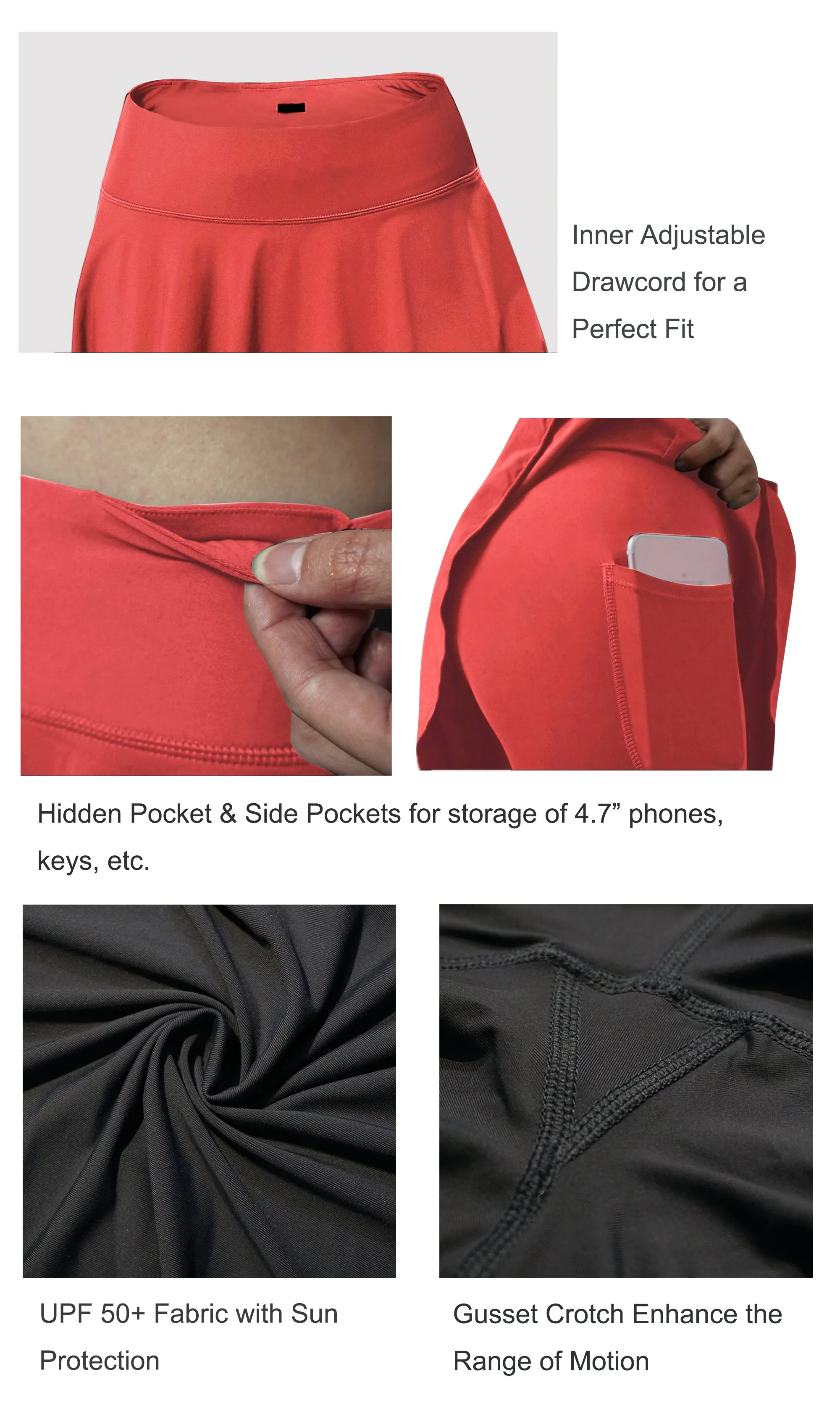 19" Capris Tennis Golf Skirted Leggings with Pockets coral_yogastudio