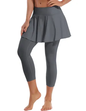 19" Capris Tennis Golf Skirted Leggings with Pockets gray_Jogging