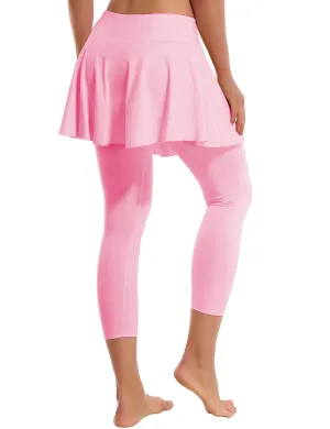 19" Capris Tennis Golf Skirted Leggings with Pockets lightpink_Plus Size