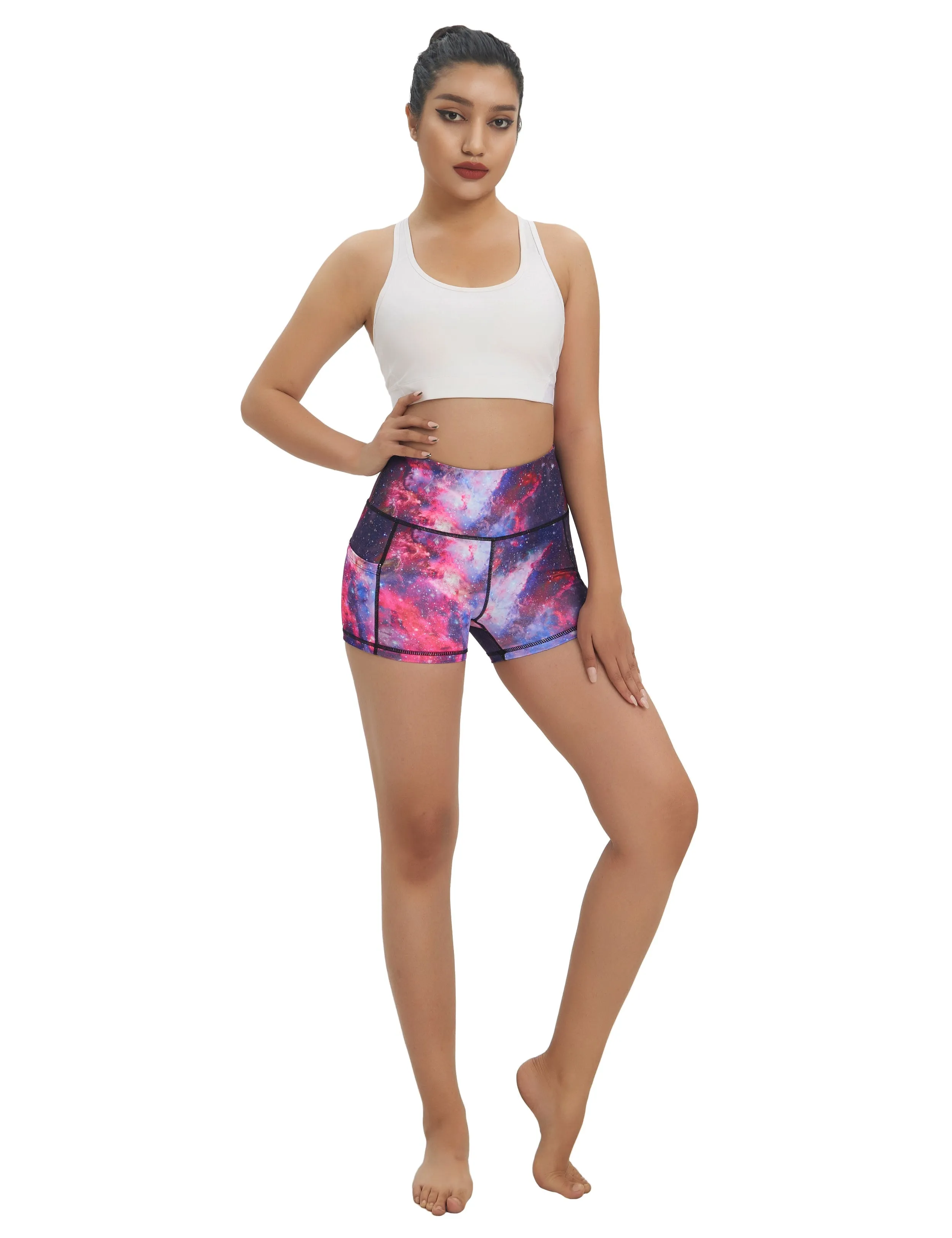 2.5" Printed Side Pockets Pilates Shorts galaxy_Pilates