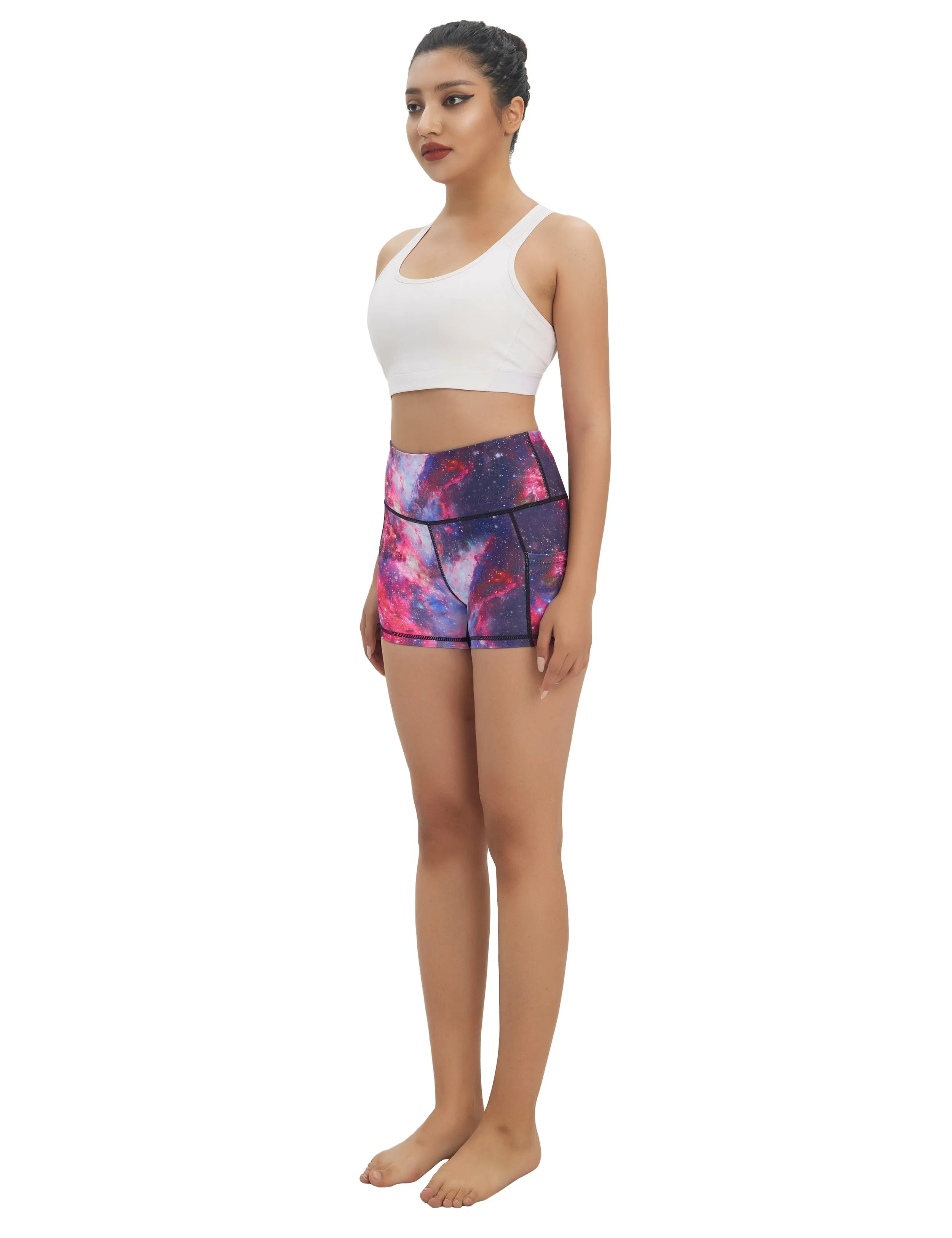2.5" Printed Side Pockets Pilates Shorts galaxy_Pilates