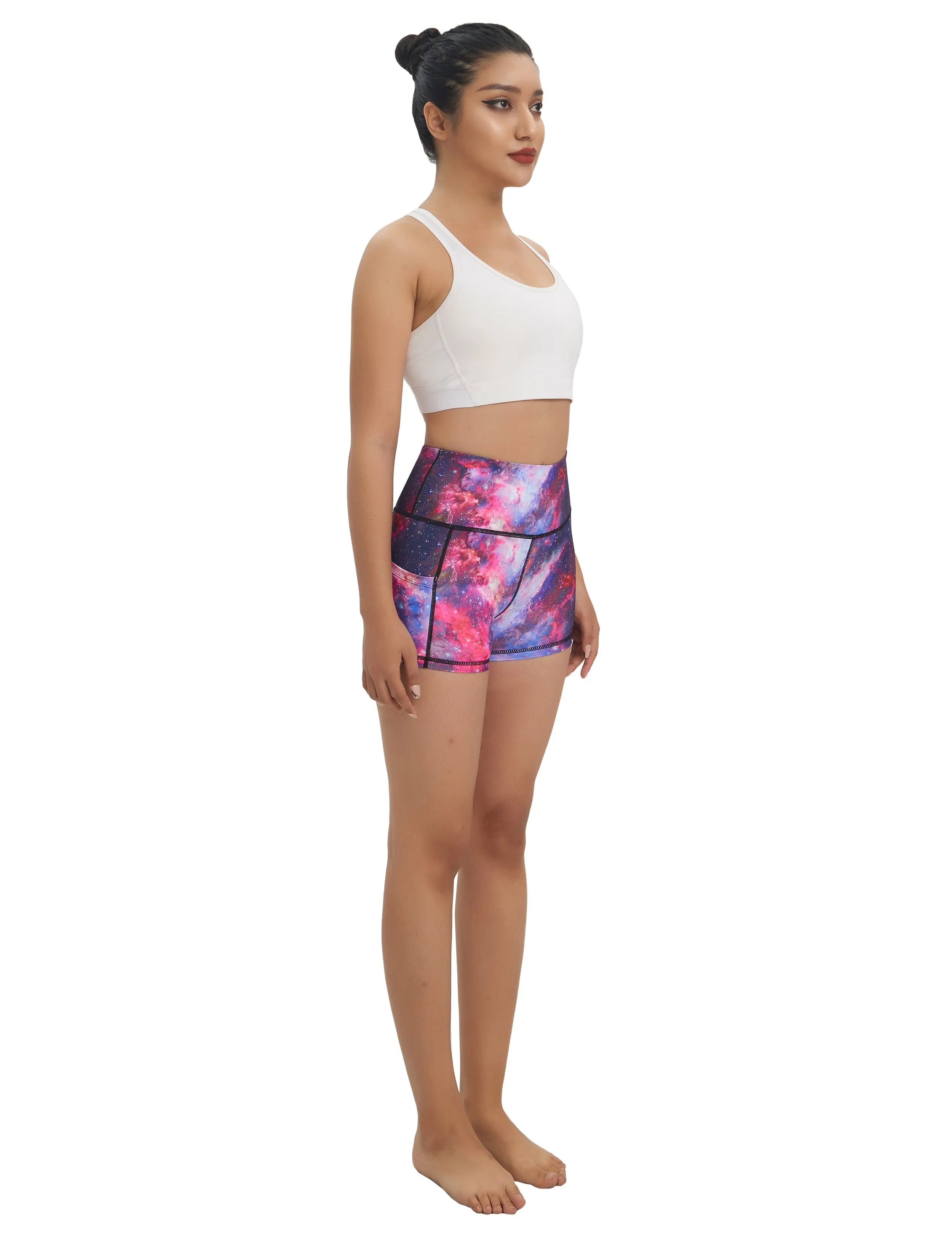 2.5" Printed Side Pockets Pilates Shorts galaxy_Pilates