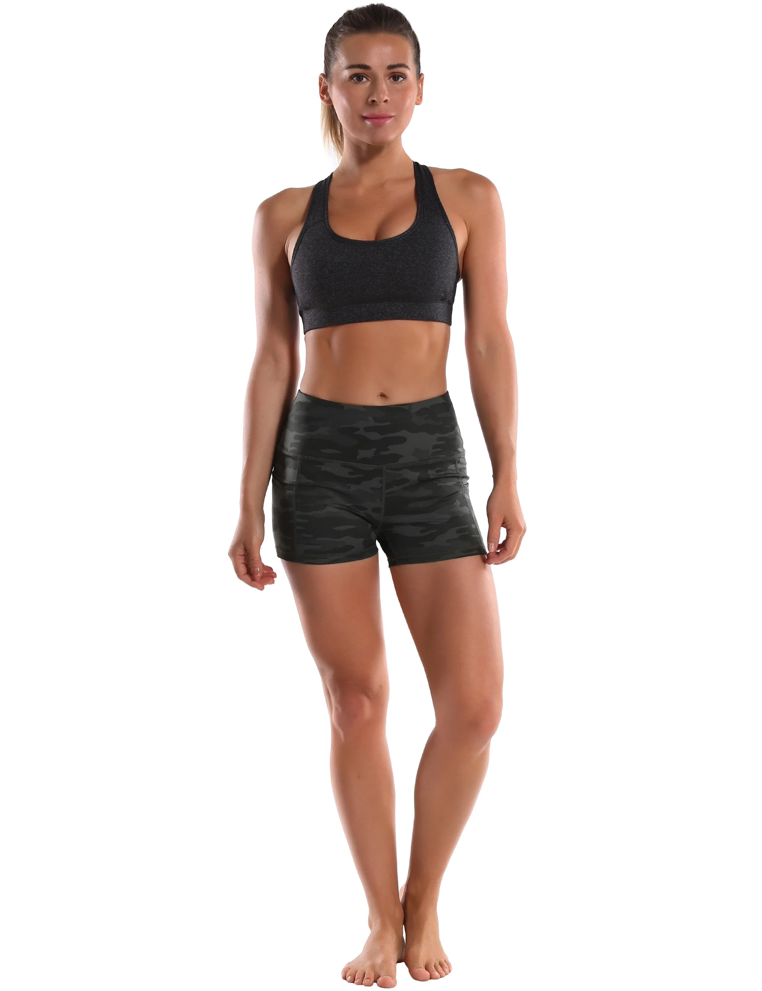 2.5" Printed Side Pockets Plus Size Shorts dimgraycamo ins_Plus Size