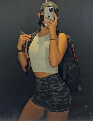 2.5" Printed Side Pockets Plus Size Shorts dimgraycamo ins_Plus Size