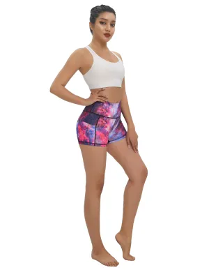 2.5" Printed Side Pockets Plus Size Shorts galaxy_Plus Size