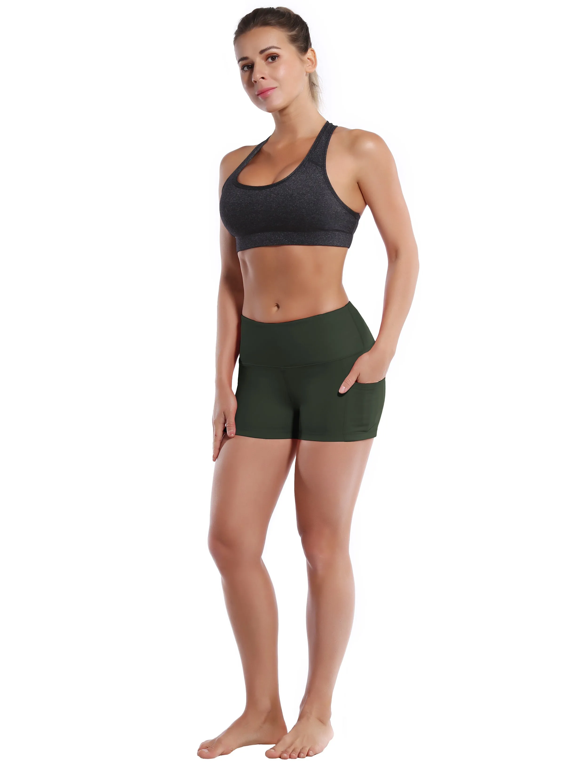 2.5" Side Pockets Gym Shorts olivegray_Gym