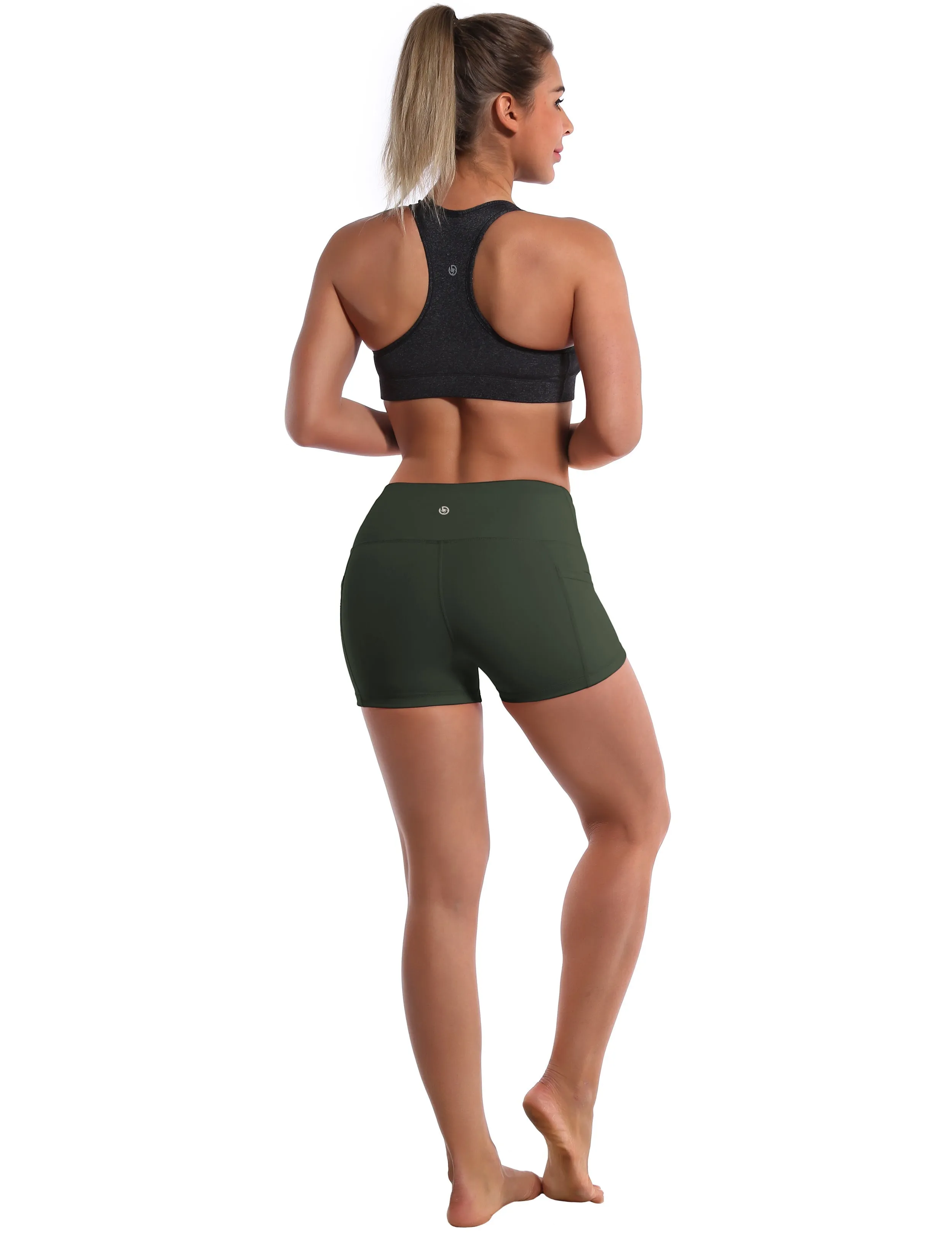2.5" Side Pockets Gym Shorts olivegray_Gym