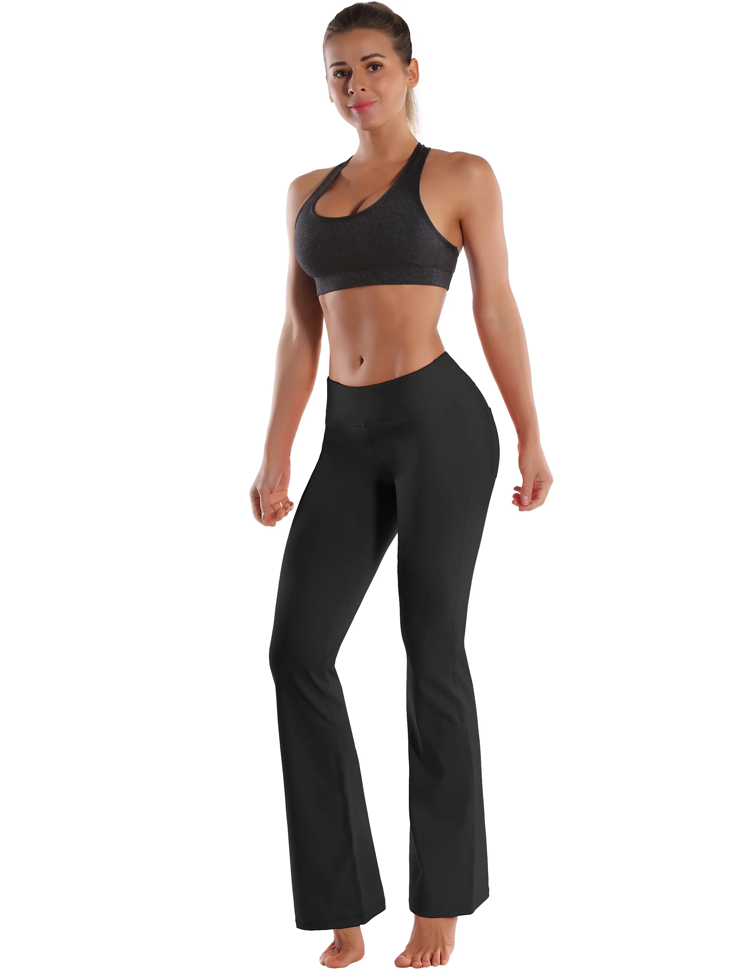 29" 31" 33" 35" 37"  Back Pockets Bootcut Leggings black_Tall Size