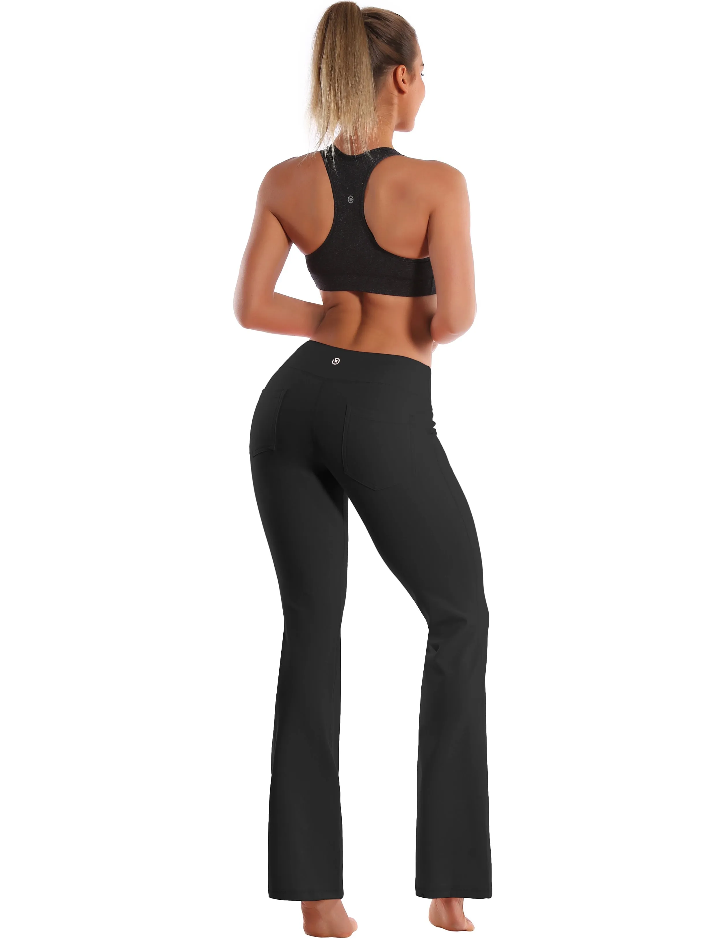29" 31" 33" 35" 37"  Back Pockets Bootcut Leggings black_yogastudio
