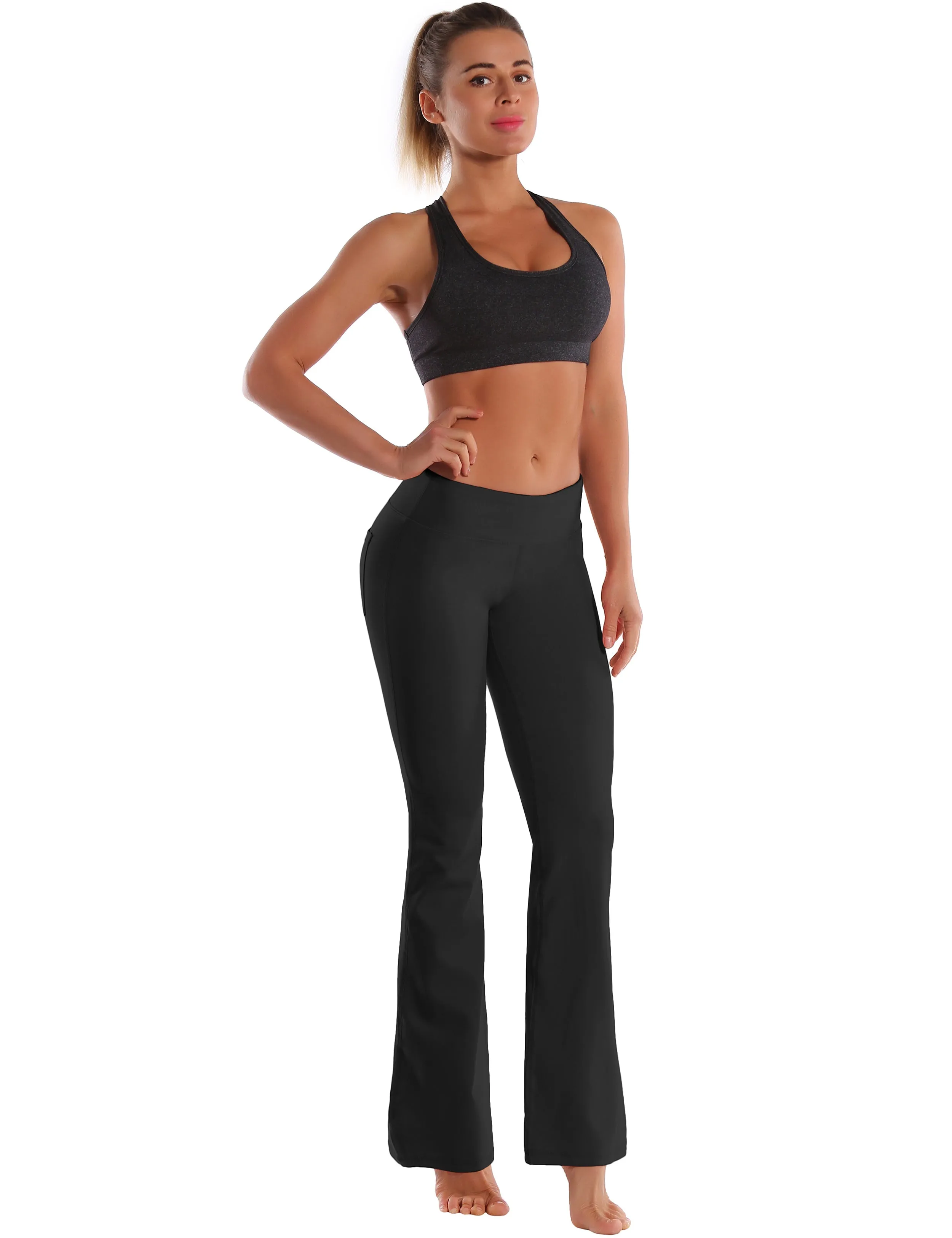 29" 31" 33" 35" 37"  Back Pockets Bootcut Leggings black_yogastudio