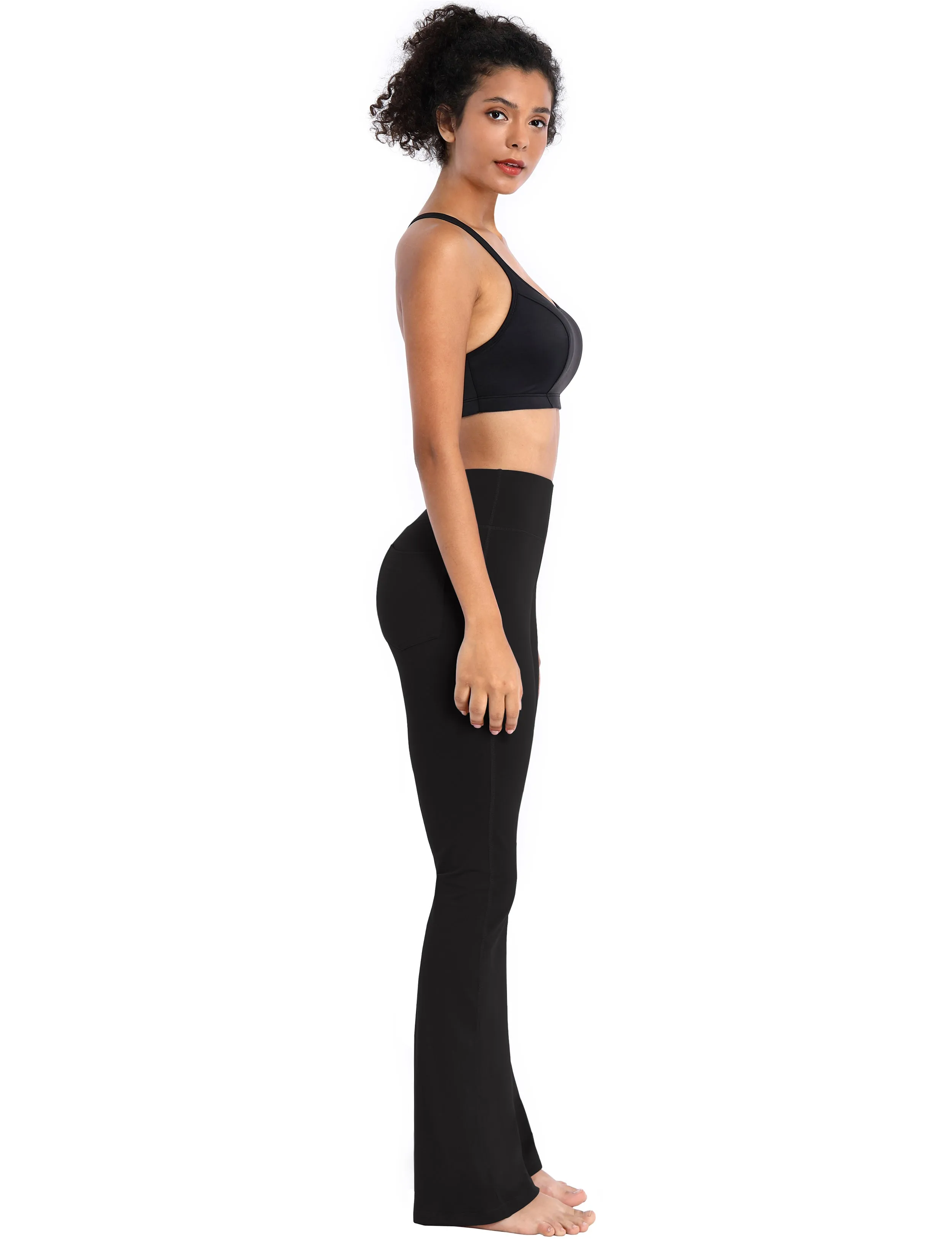 29" 31" 33" 35" 37"  Back Pockets Bootcut Leggings black_yogastudio
