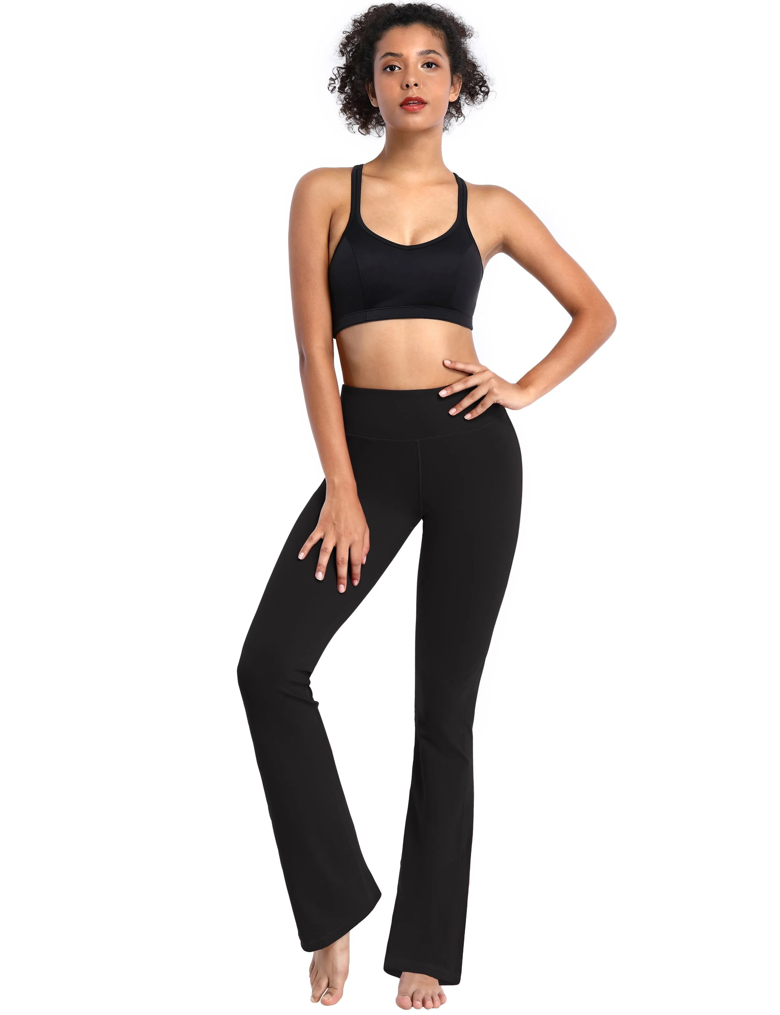 29" 31" 33" 35" 37"  Back Pockets Bootcut Leggings black_yogastudio