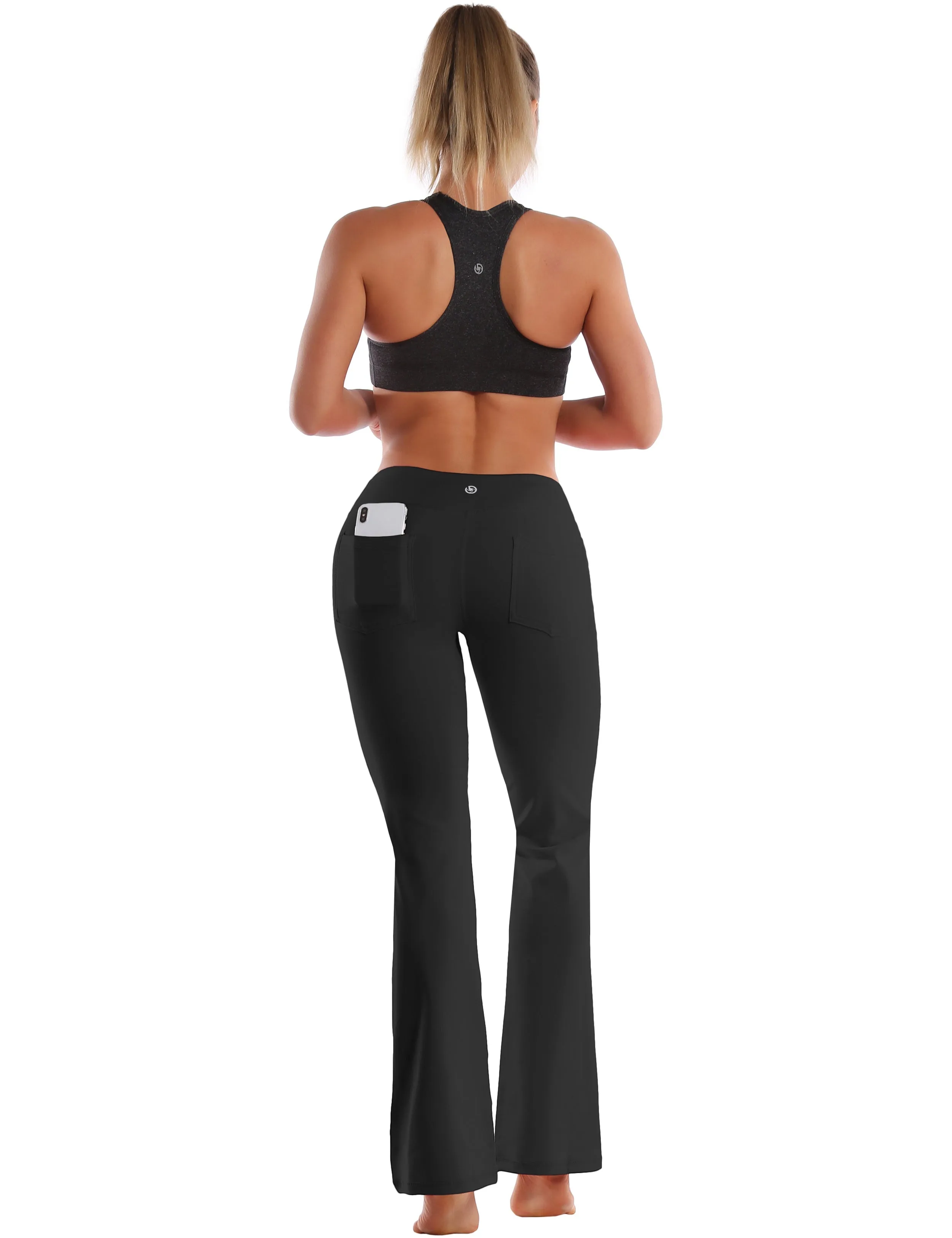 29" 31" 33" 35" 37"  Back Pockets Bootcut Leggings black_yogastudio