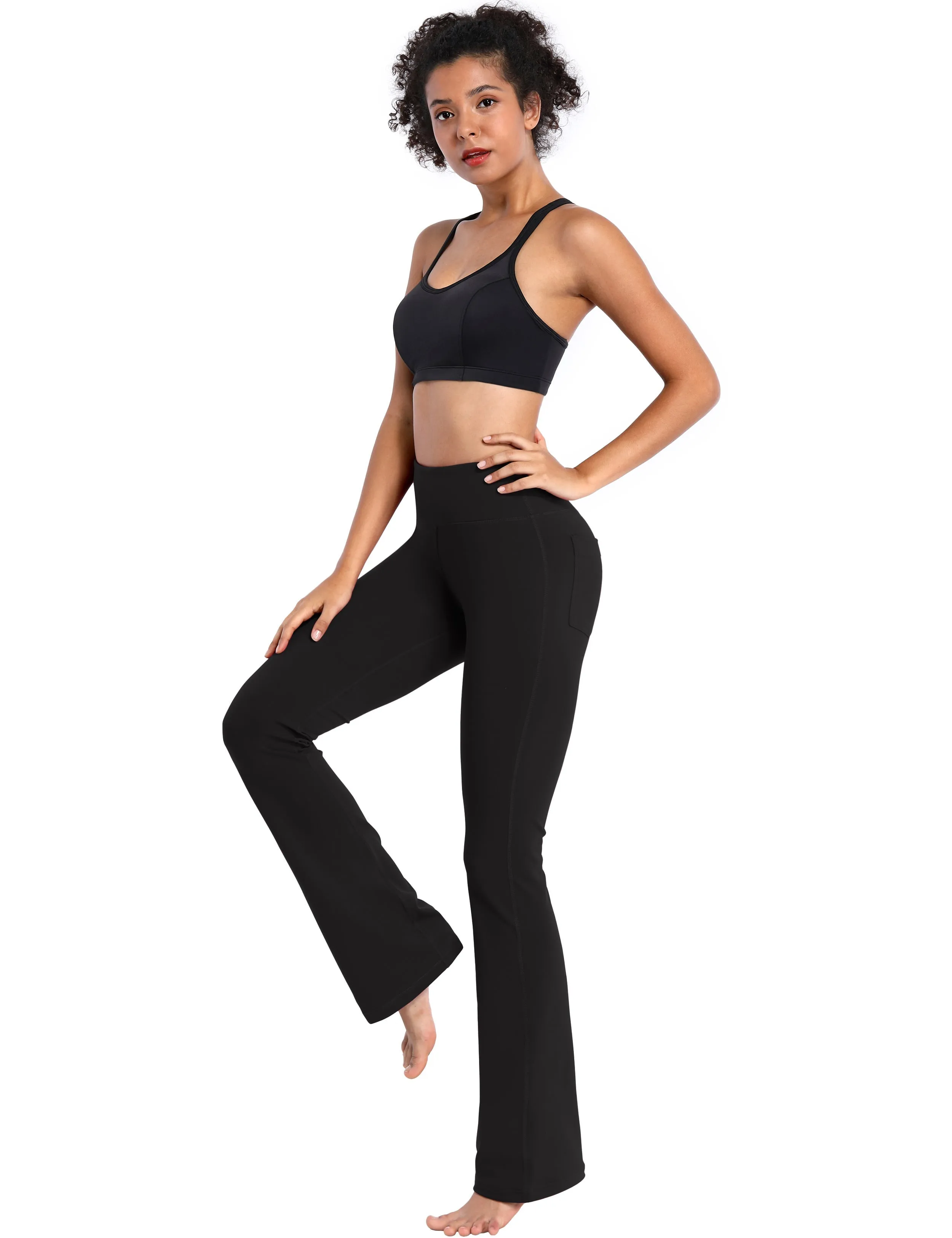 29" 31" 33" 35" 37"  Back Pockets Bootcut Leggings black_yogastudio