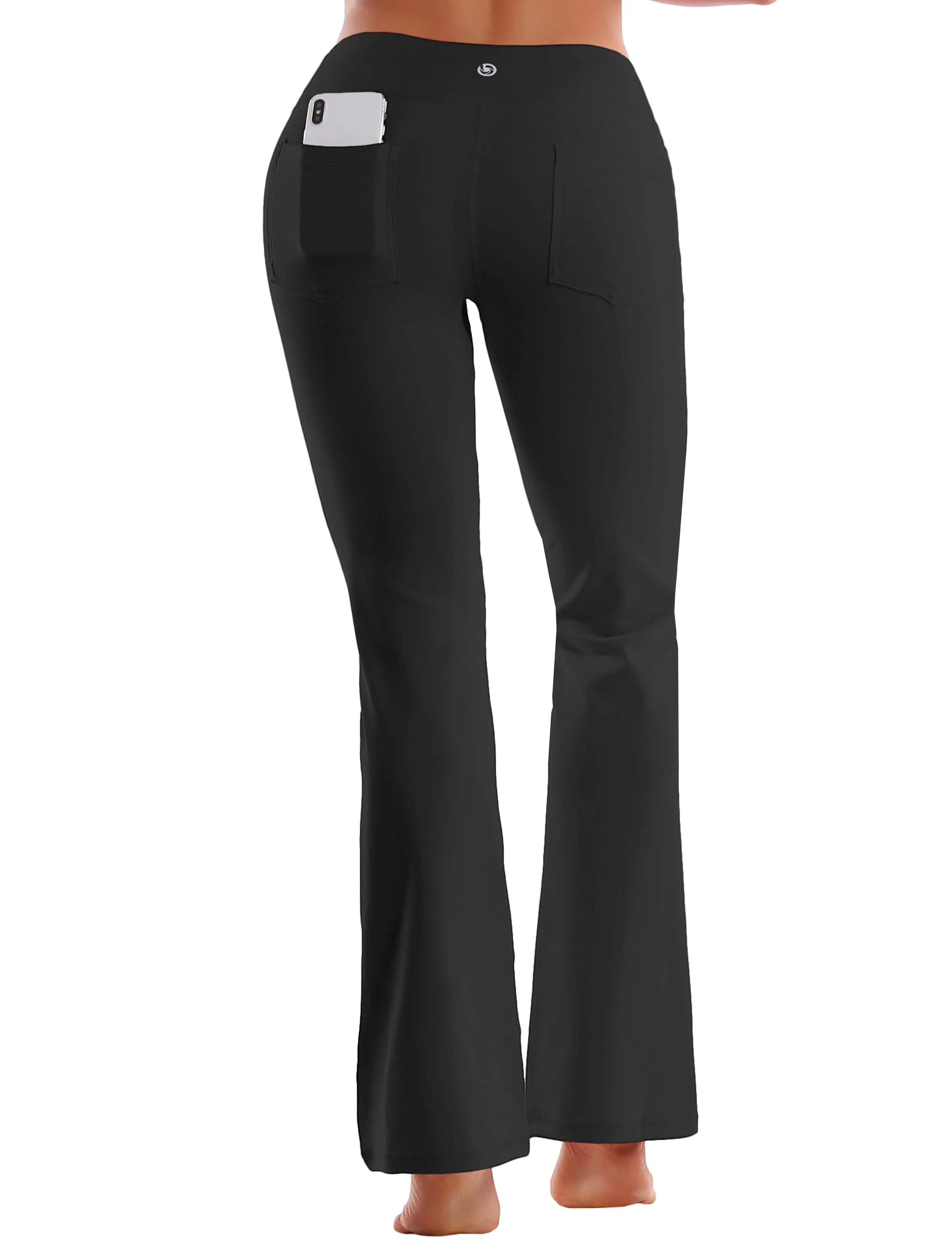 29" 31" 33" 35" 37"  Back Pockets Bootcut Leggings black_yogastudio