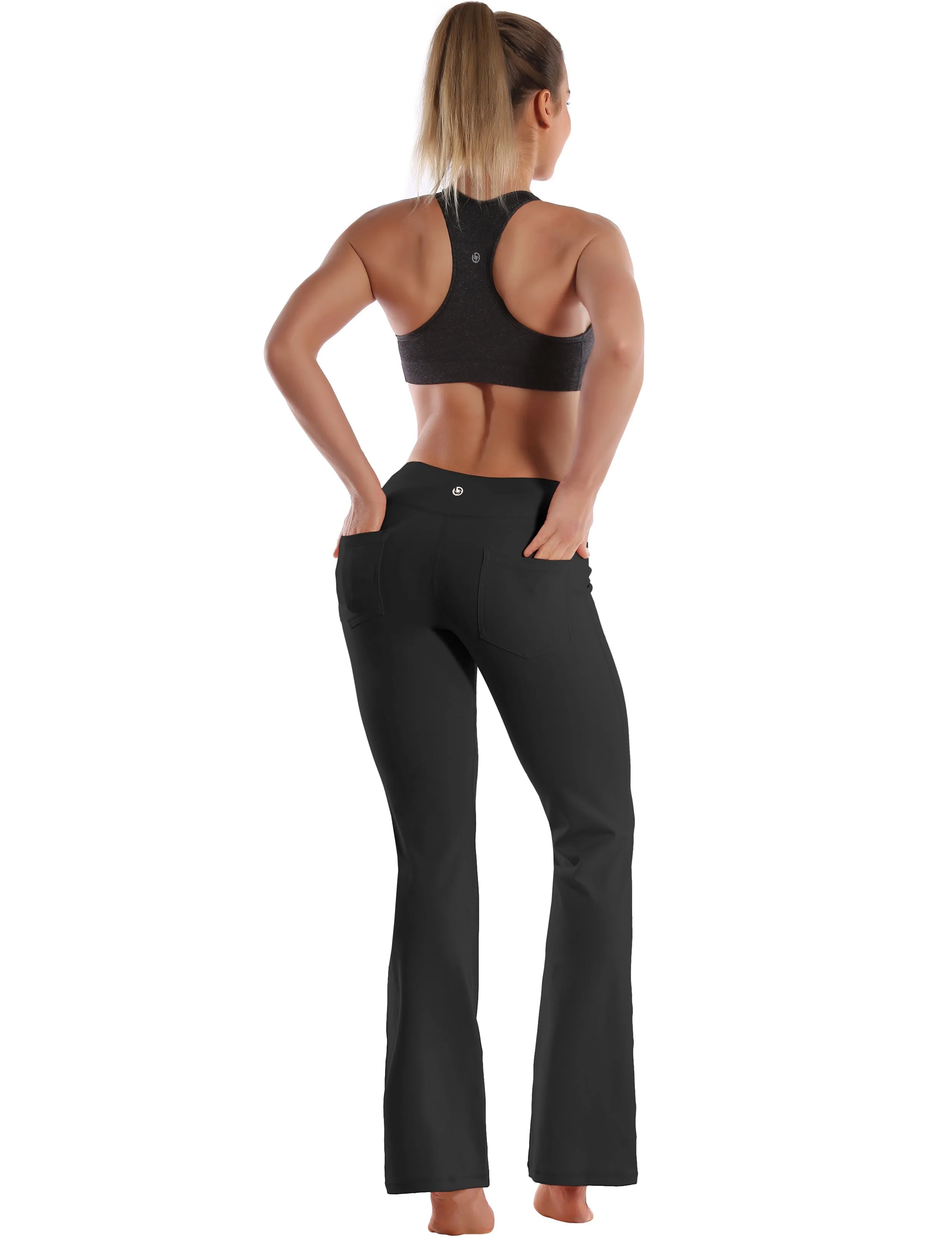 29" 31" 33" 35" 37"  Back Pockets Bootcut Leggings black_yogastudio
