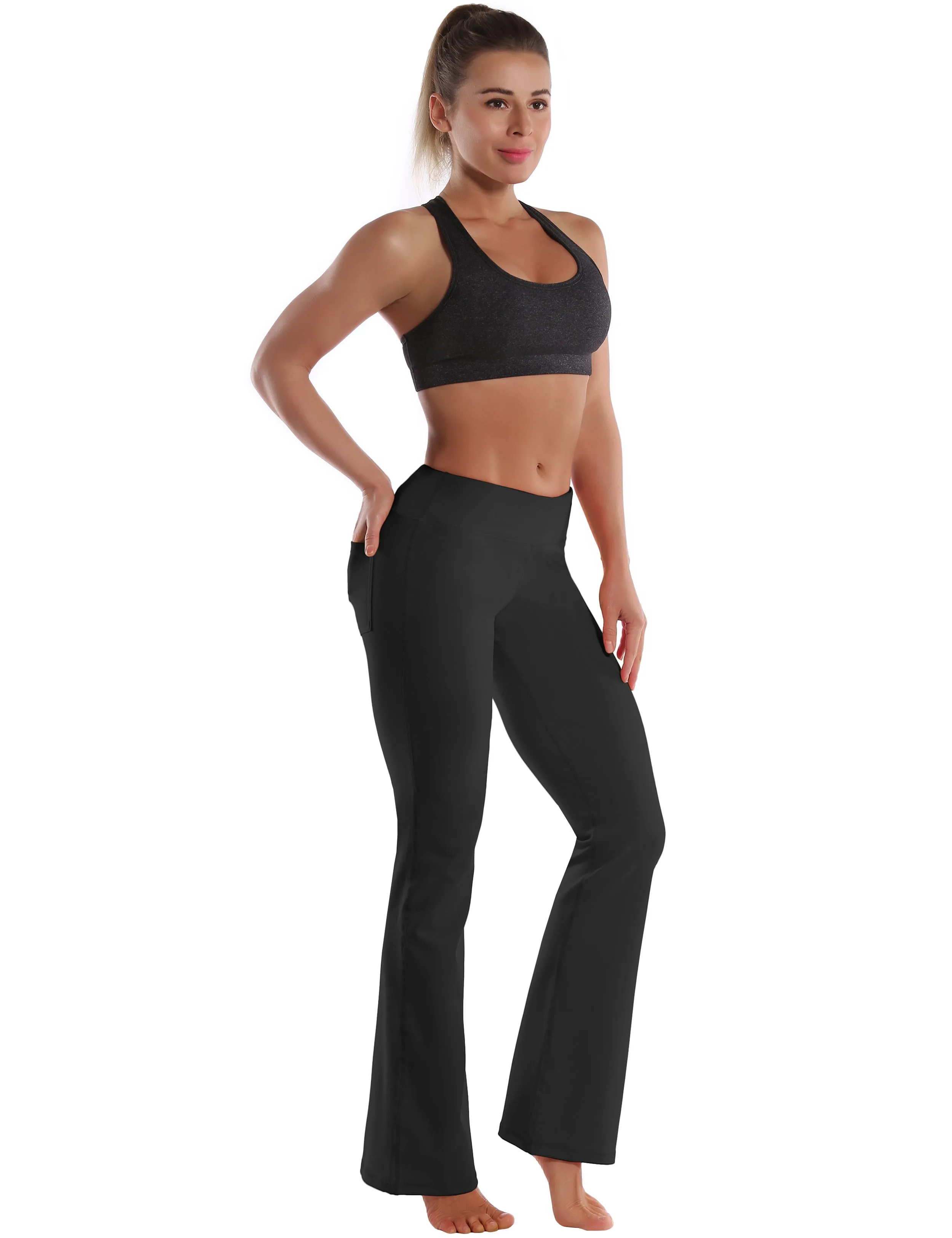 29" 31" 33" 35" 37"  Back Pockets Bootcut Leggings black_yogastudio