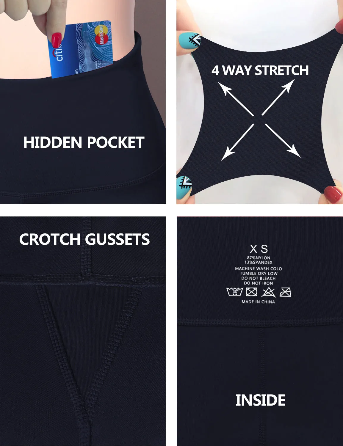 29" 31" 33" 35" 37"  Back Pockets Bootcut Leggings darknavy ins_yogastudio