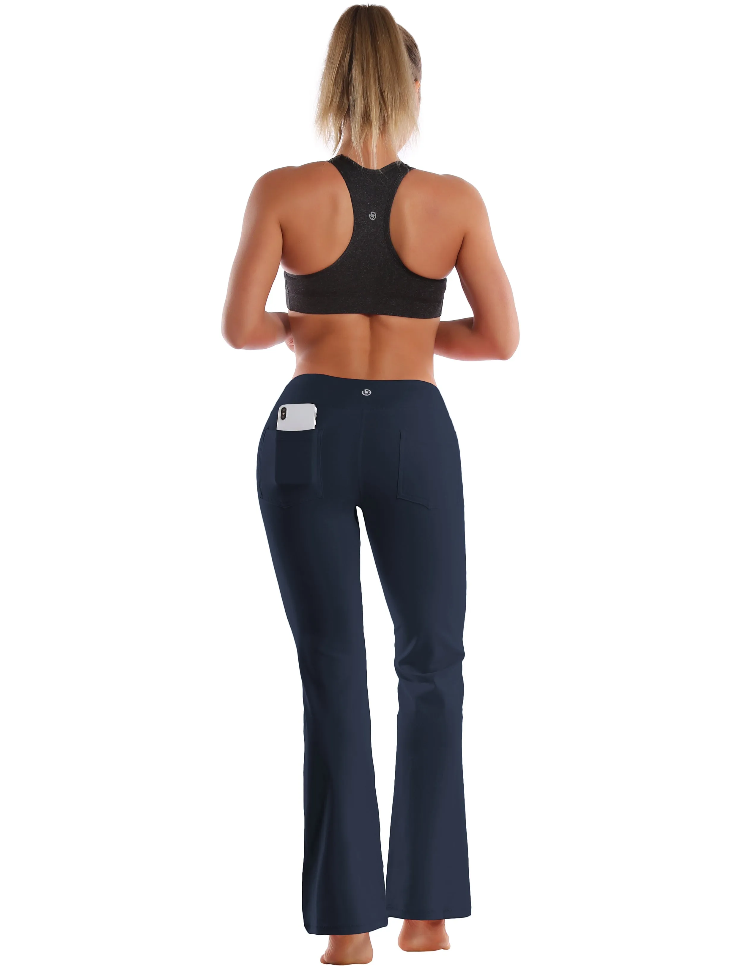 29" 31" 33" 35" 37"  Back Pockets Bootcut Leggings darknavy ins_yogastudio