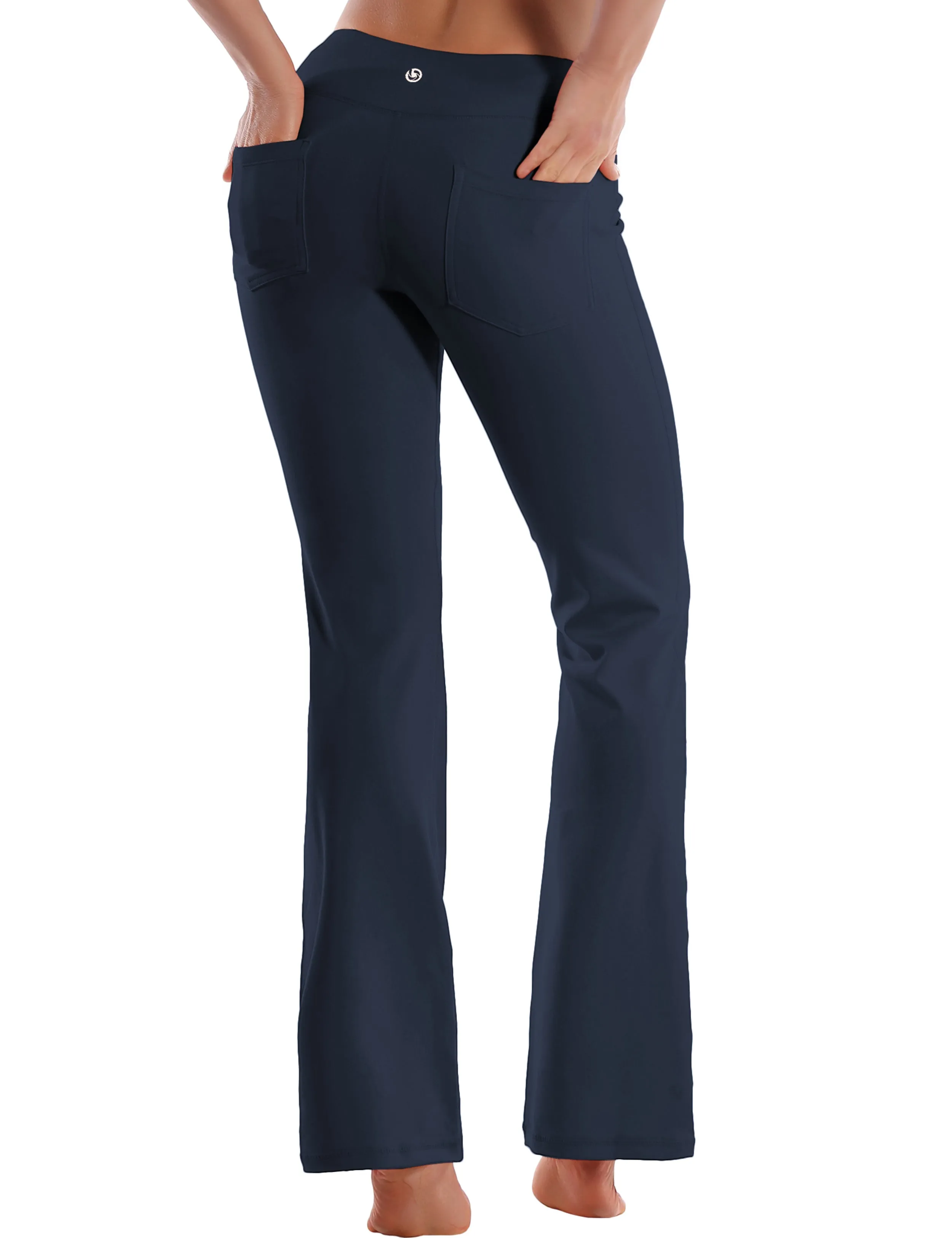 29" 31" 33" 35" 37"  Back Pockets Bootcut Leggings darknavy_Plus Size