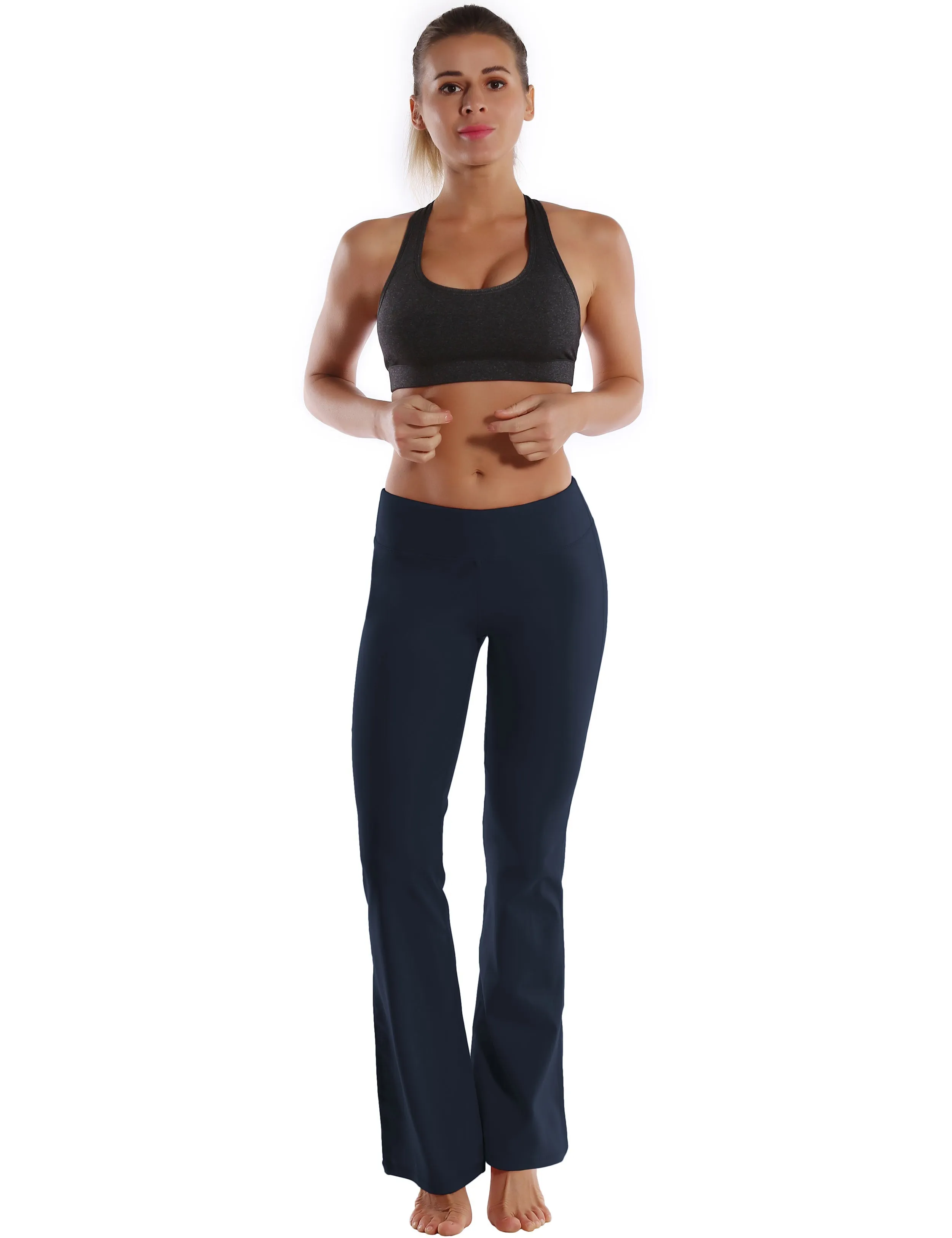 29" 31" 33" 35" 37"  Back Pockets Bootcut Leggings darknavy_Plus Size