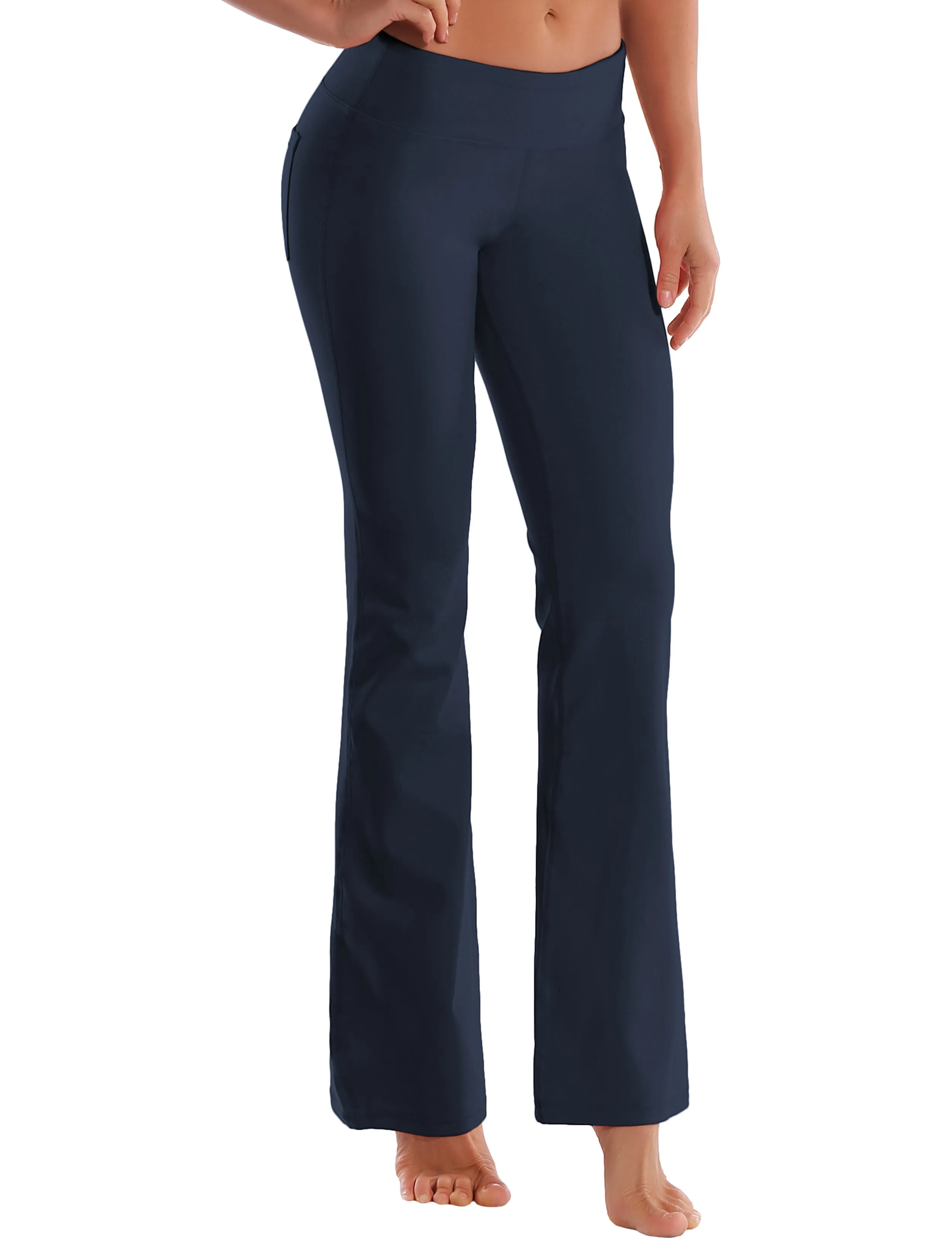 29" 31" 33" 35" 37"  Back Pockets Bootcut Leggings darknavy_Plus Size