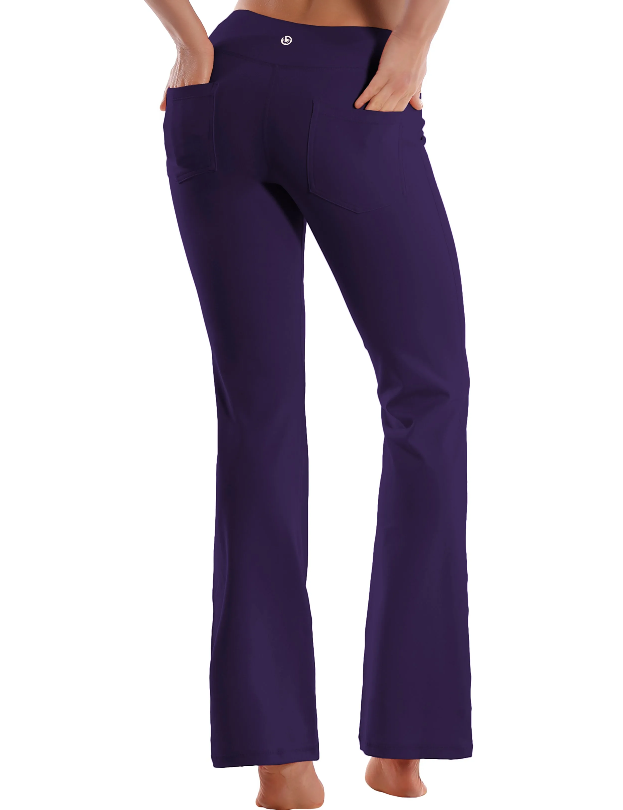29" 31" 33" 35" 37"  Back Pockets Bootcut Leggings darkpurple_Plus Size