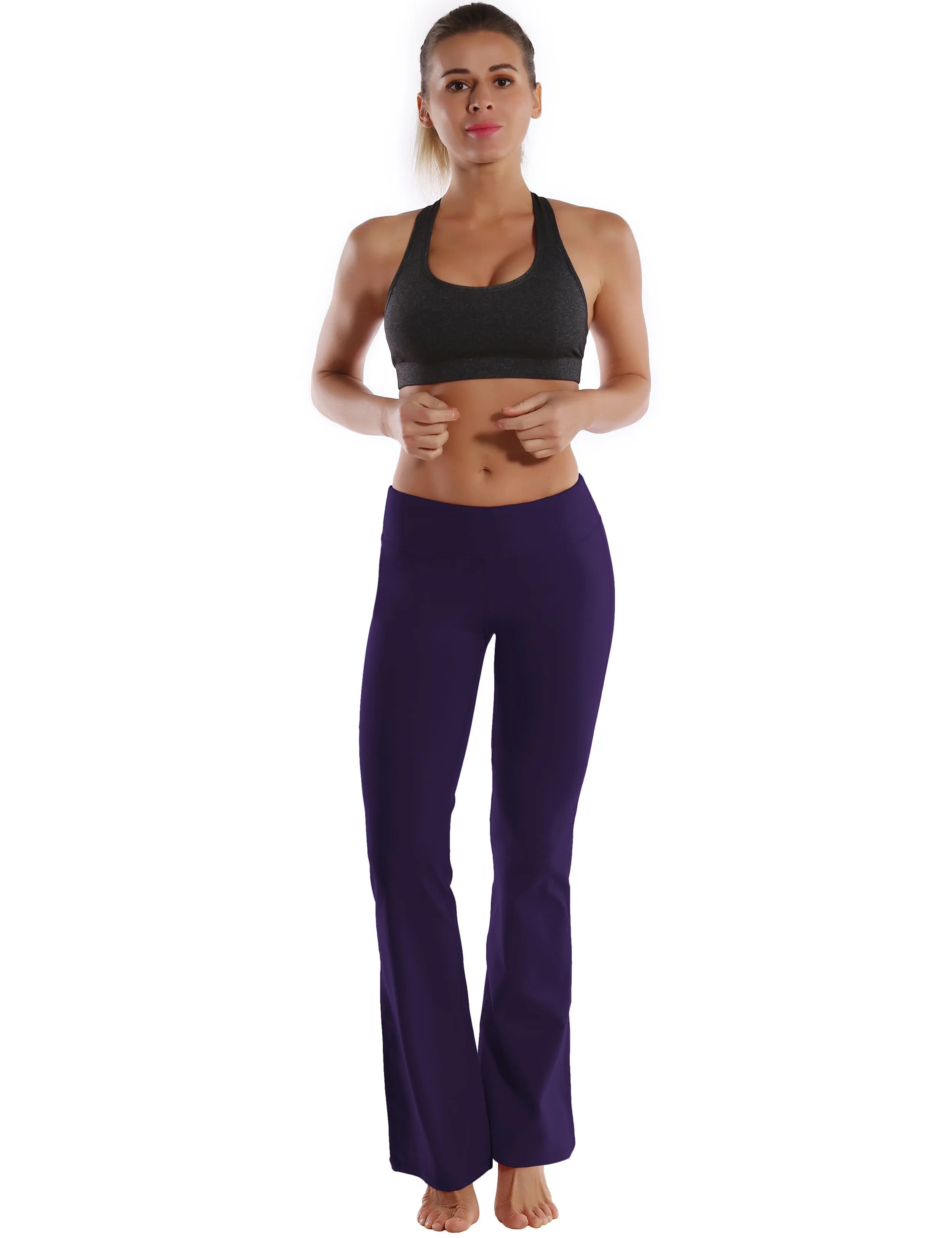 29" 31" 33" 35" 37"  Back Pockets Bootcut Leggings darkpurple_Plus Size