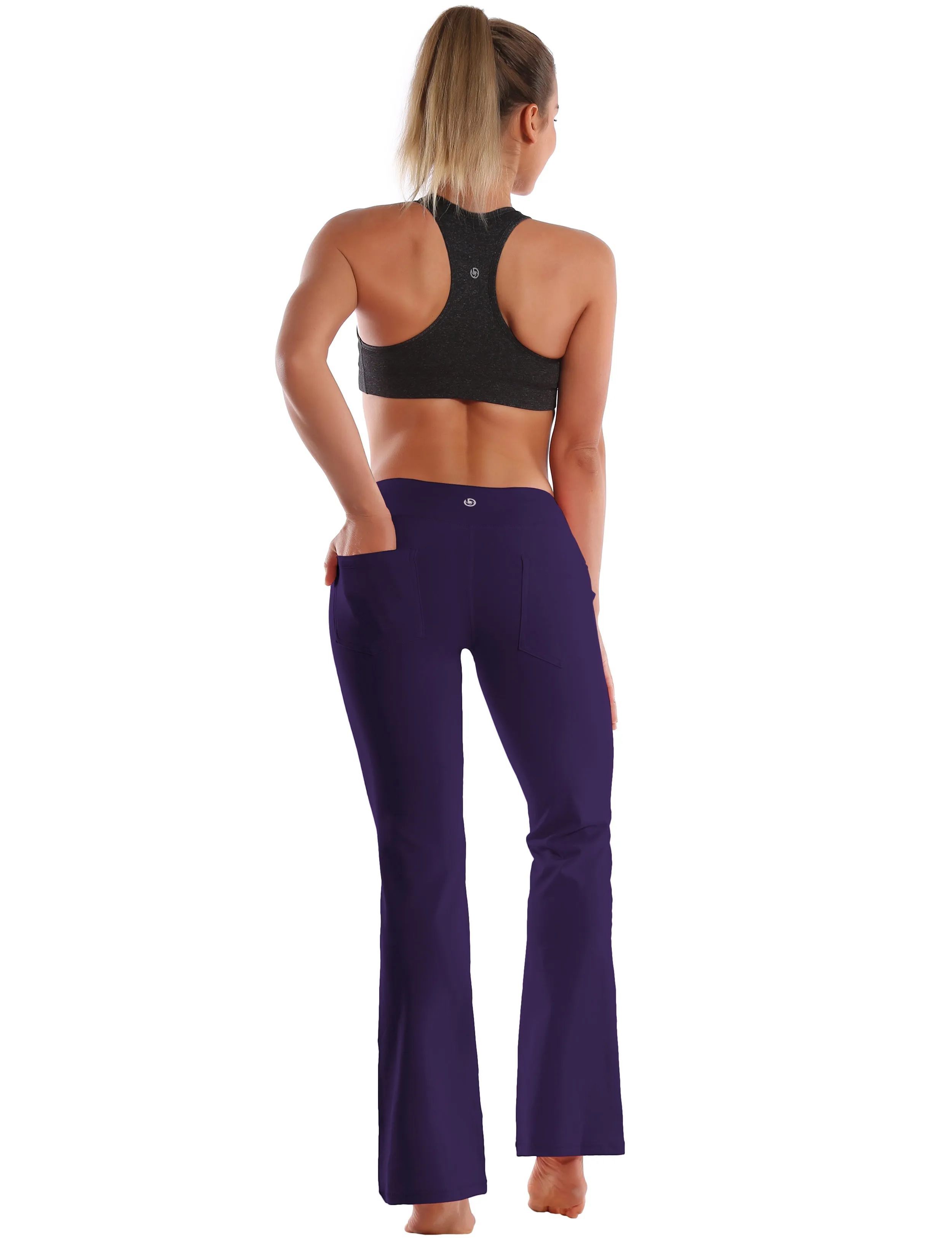 29" 31" 33" 35" 37"  Back Pockets Bootcut Leggings darkpurple_yogastudio