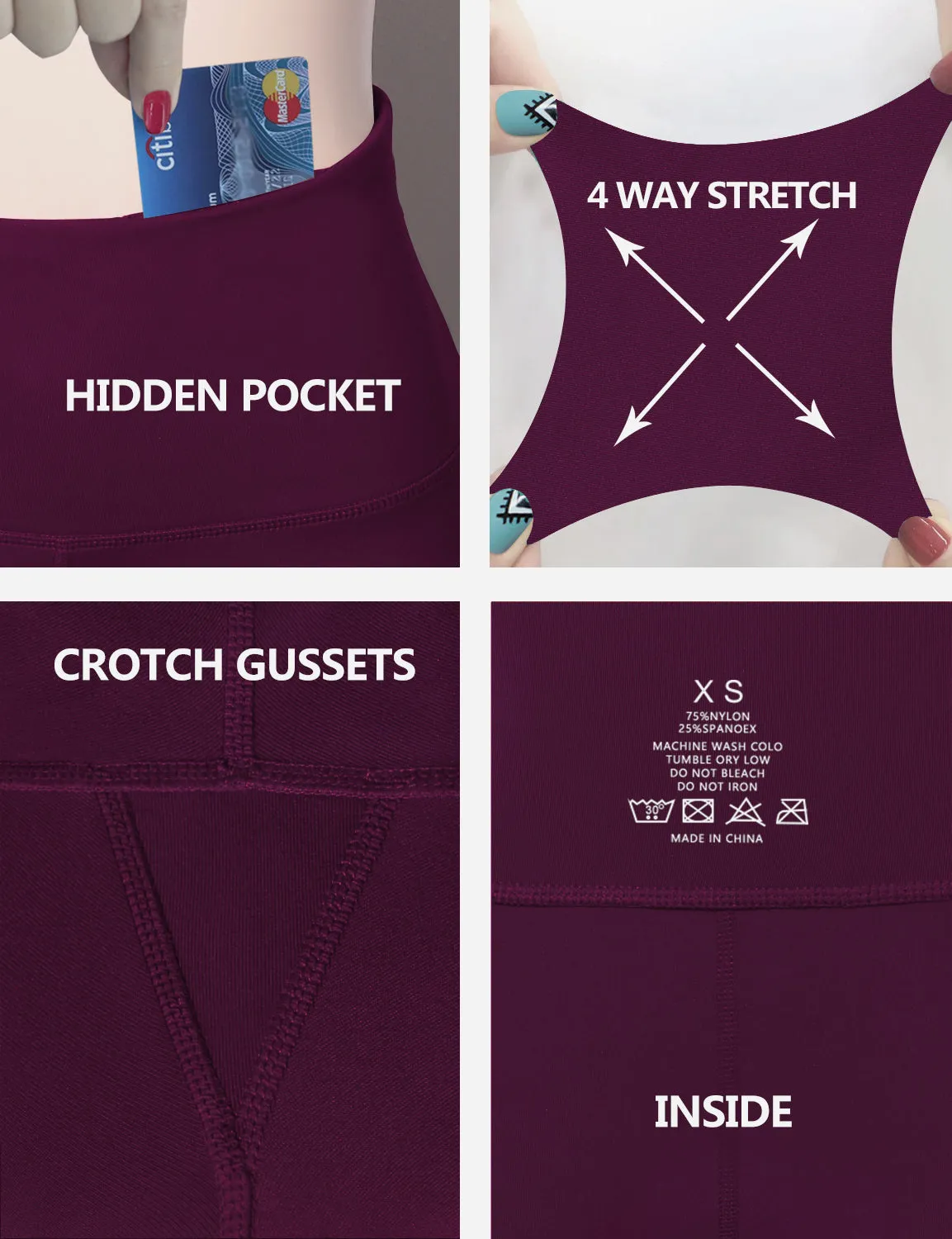 29" 31" 33" 35" 37"  Back Pockets Bootcut Leggings grapevine_Gym