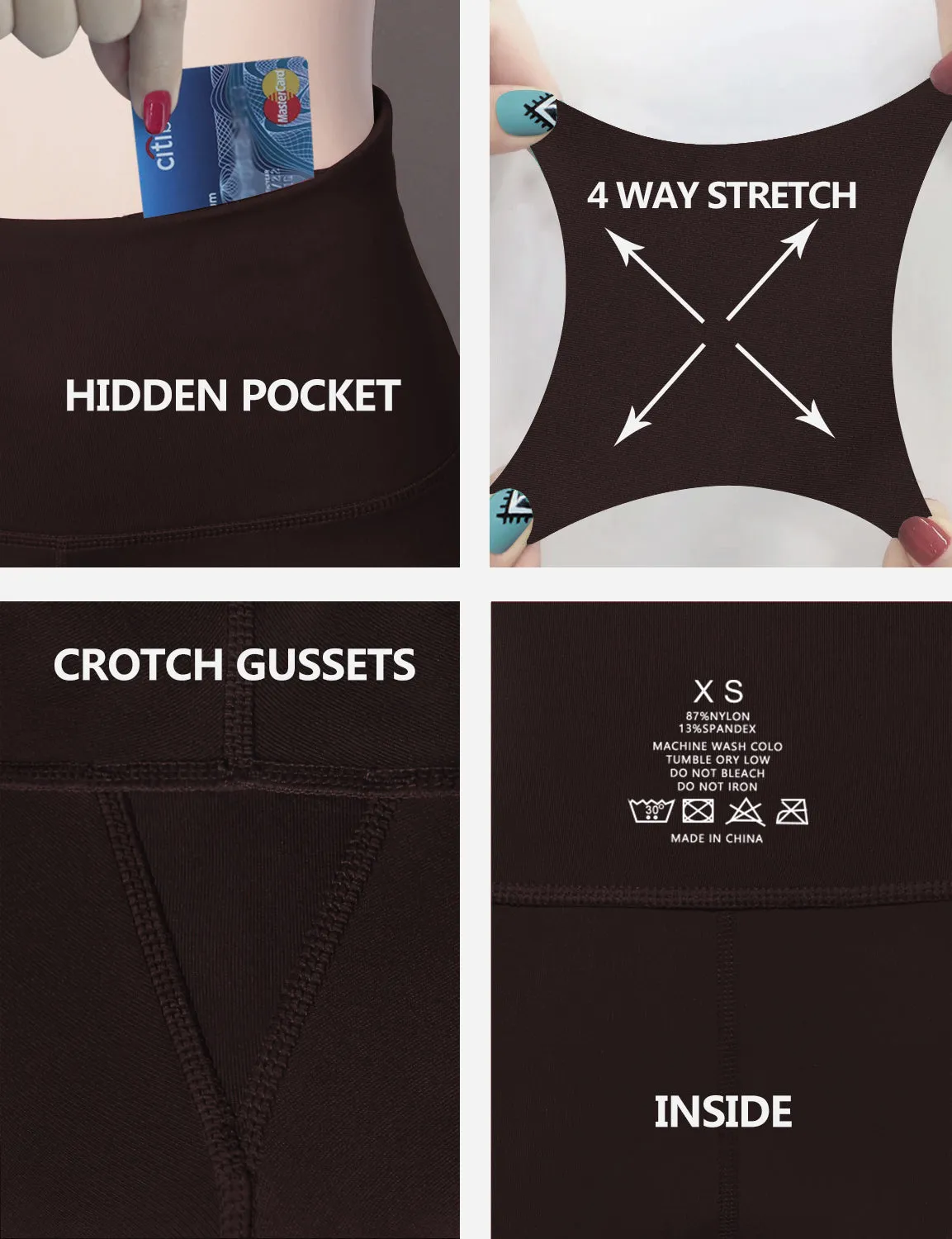 29" 31" 33" 35" 37"  Back Pockets Bootcut Leggings mahoganymaroon_Jogging