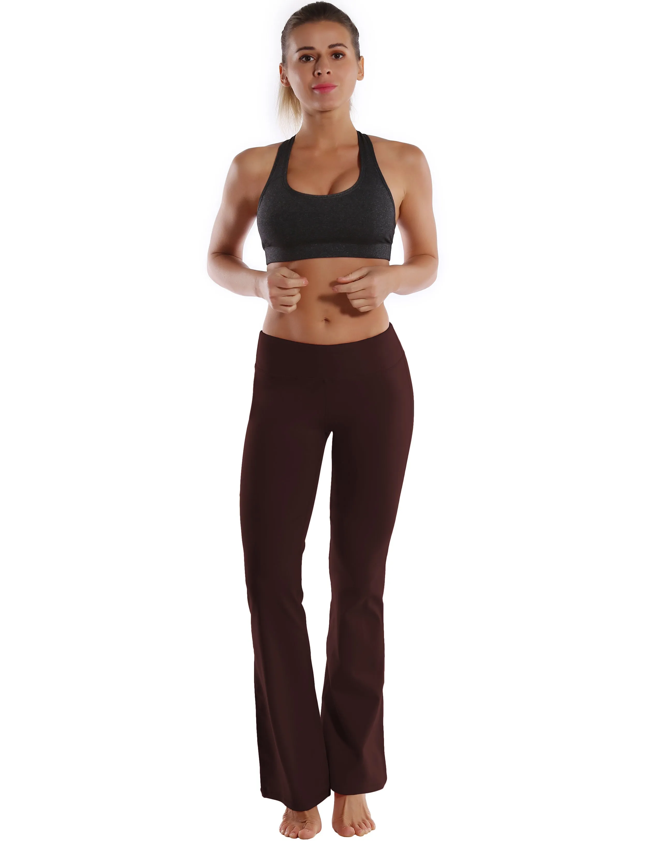 29" 31" 33" 35" 37"  Back Pockets Bootcut Leggings mahoganymaroon_Jogging