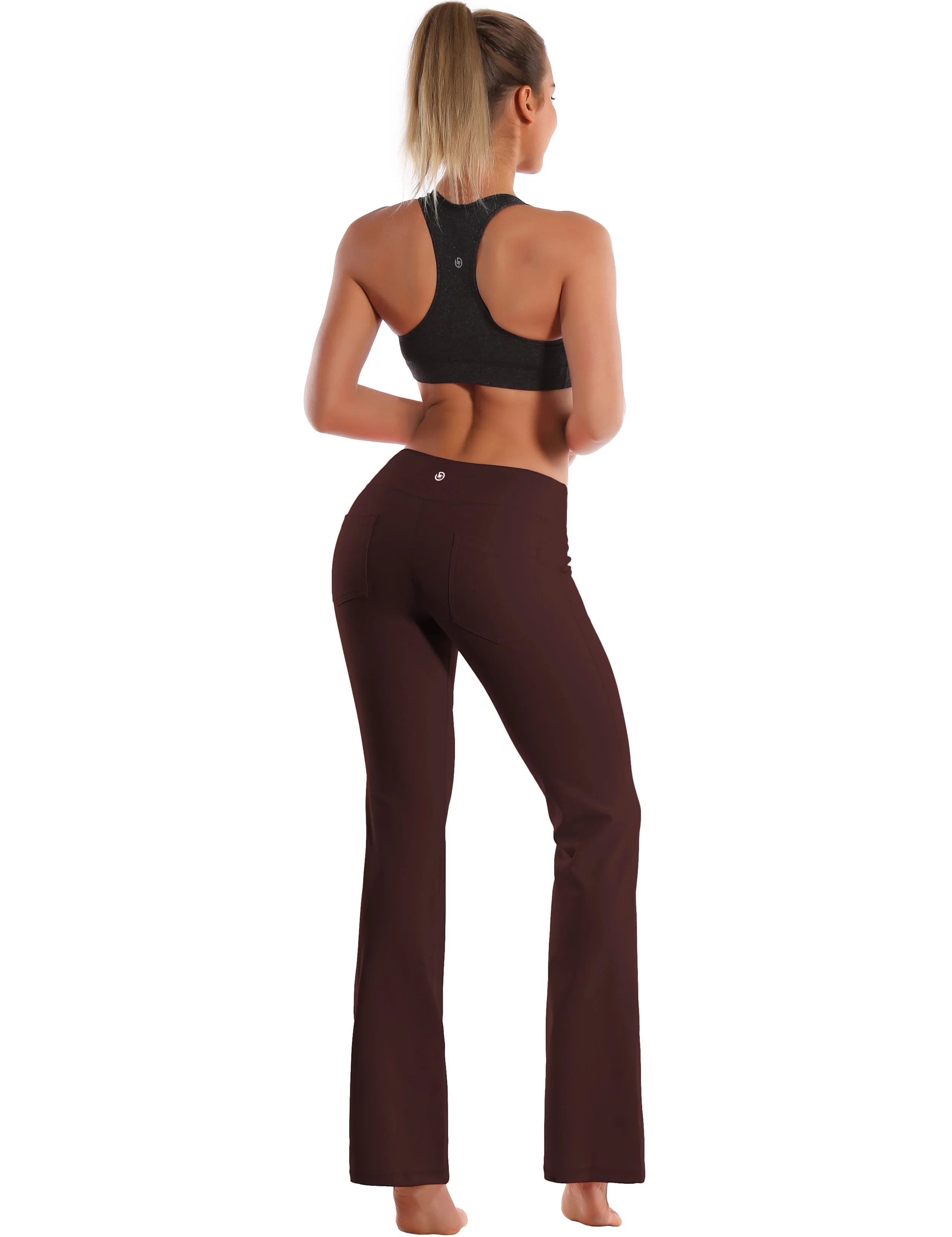 29" 31" 33" 35" 37"  Back Pockets Bootcut Leggings mahoganymaroon_Plus Size