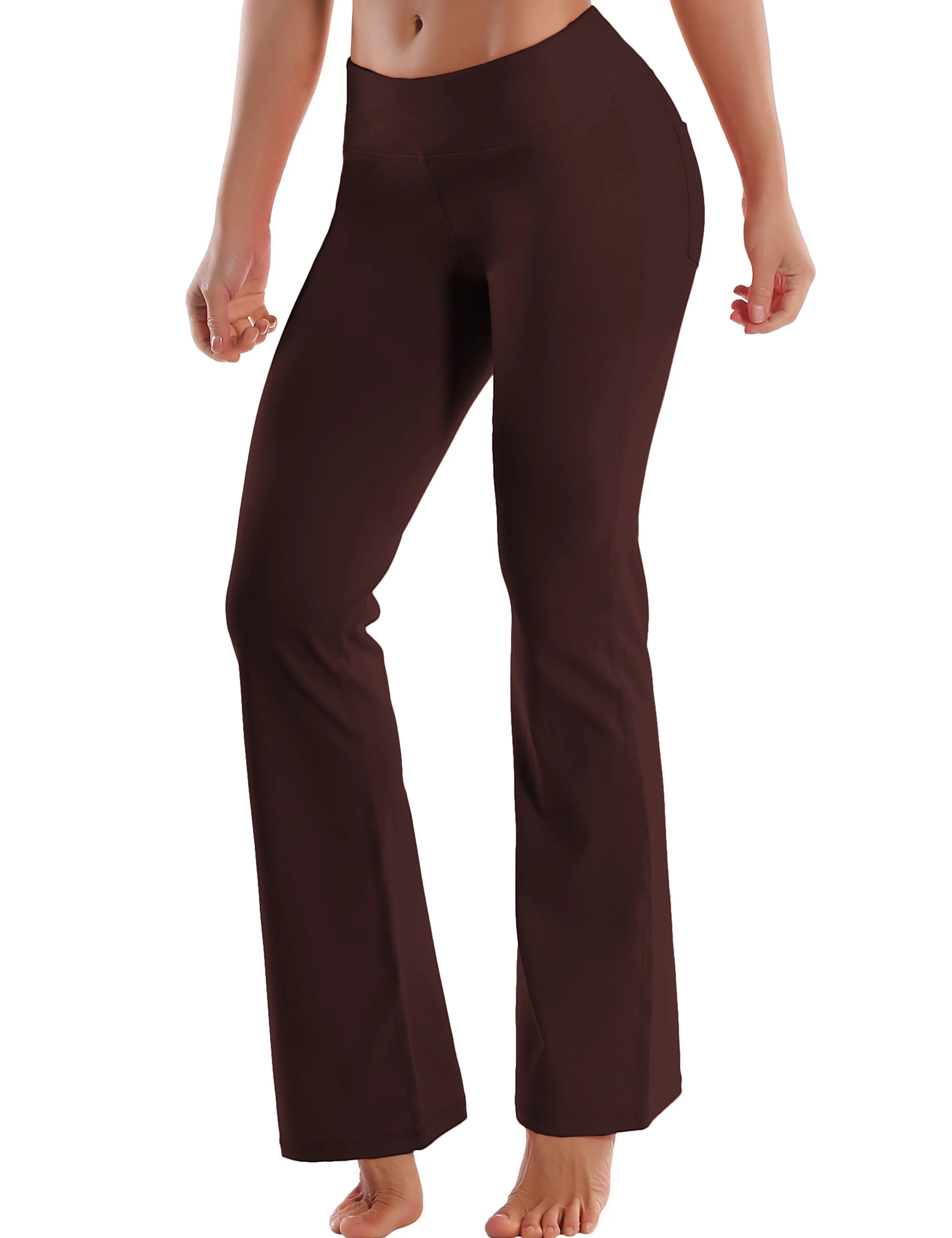 29" 31" 33" 35" 37"  Back Pockets Bootcut Leggings mahoganymaroon_Plus Size