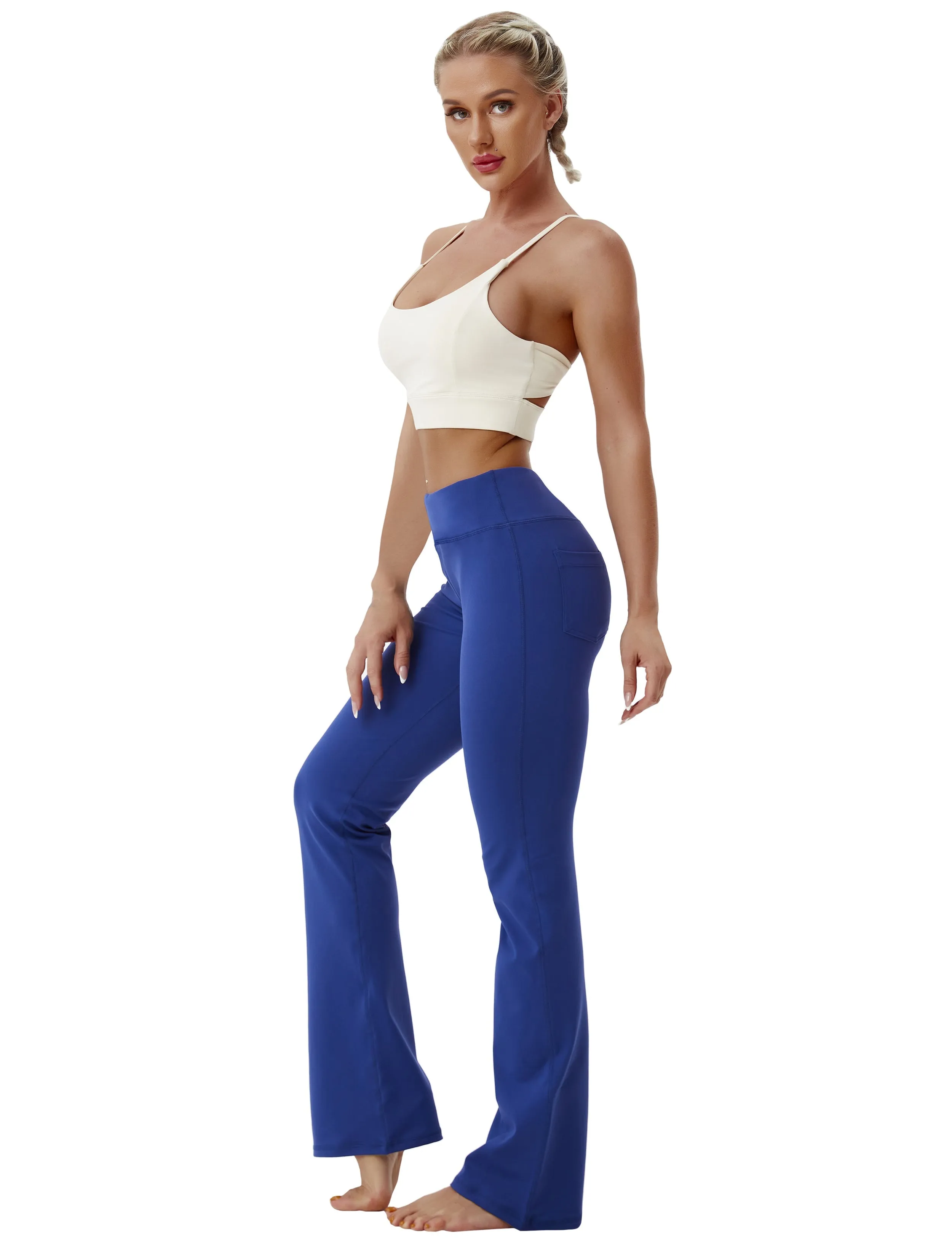 29" 31" 33" 35" 37"  Back Pockets Bootcut Leggings navy_yogastudio