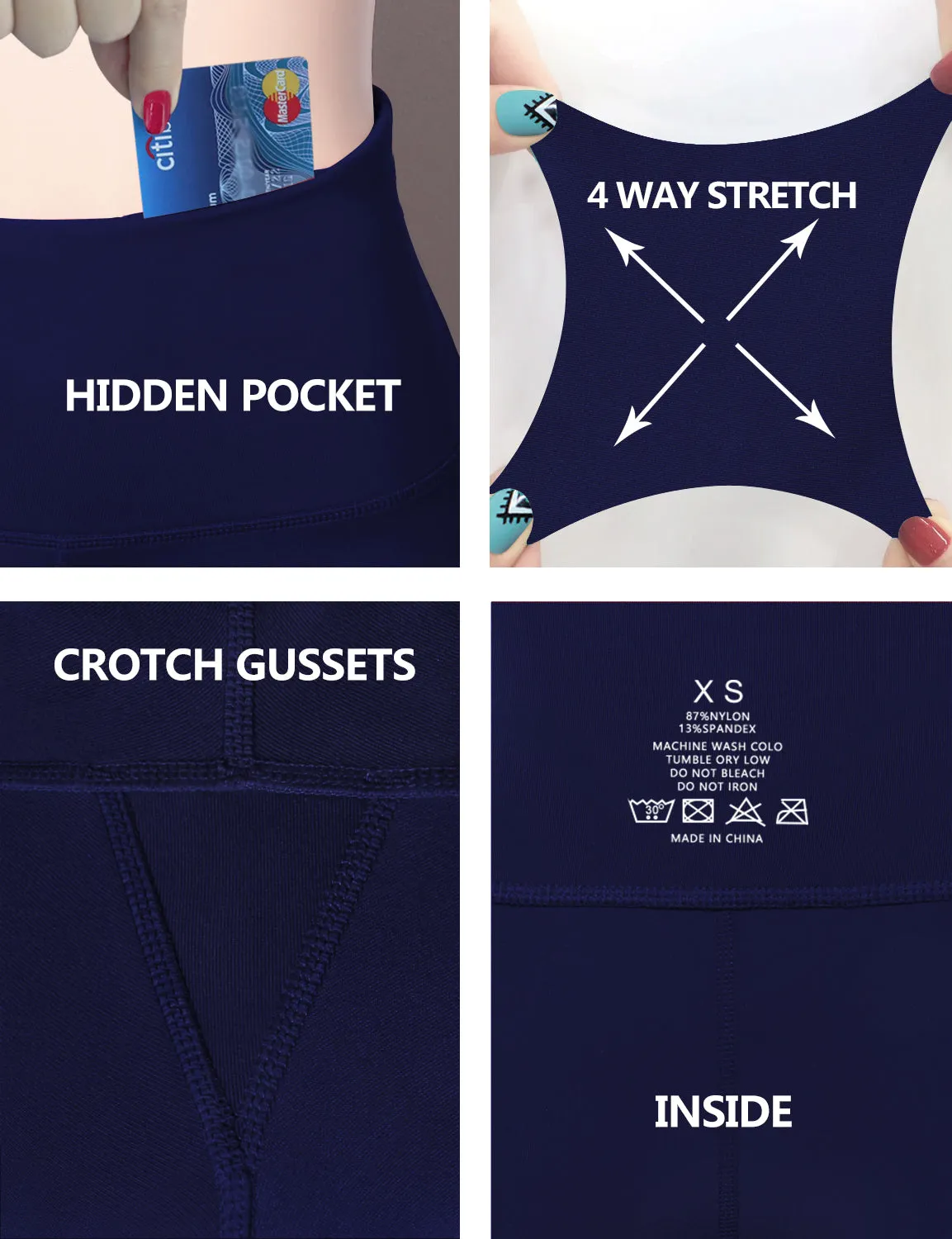 29" 31" 33" 35" 37"  Back Pockets Bootcut Leggings navy_yogastudio