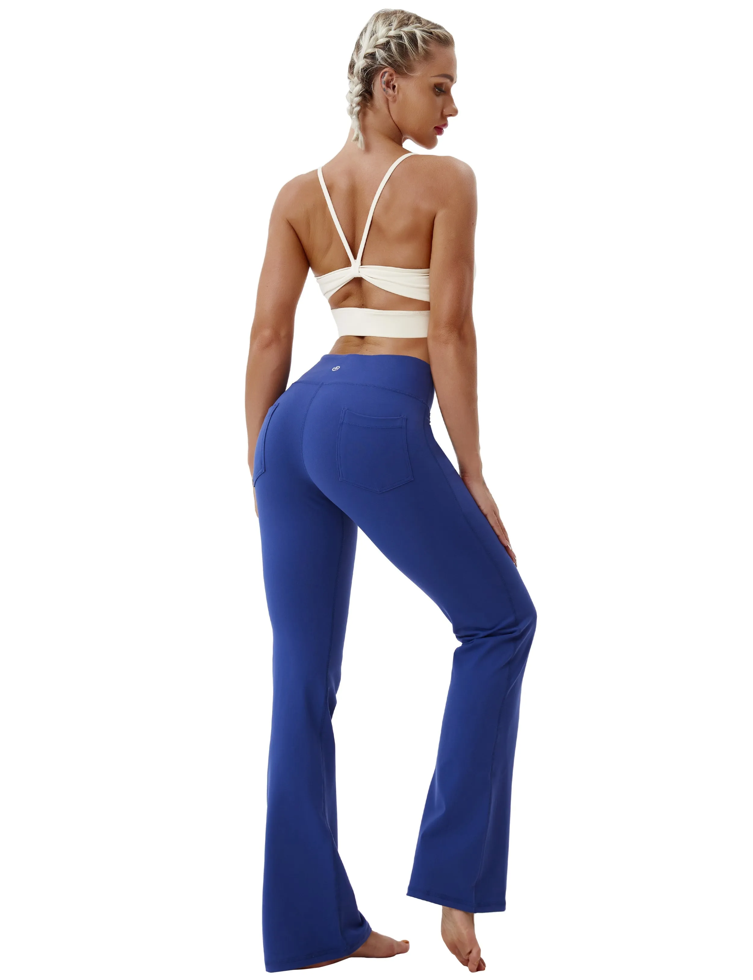 29" 31" 33" 35" 37"  Back Pockets Bootcut Leggings navy_yogastudio