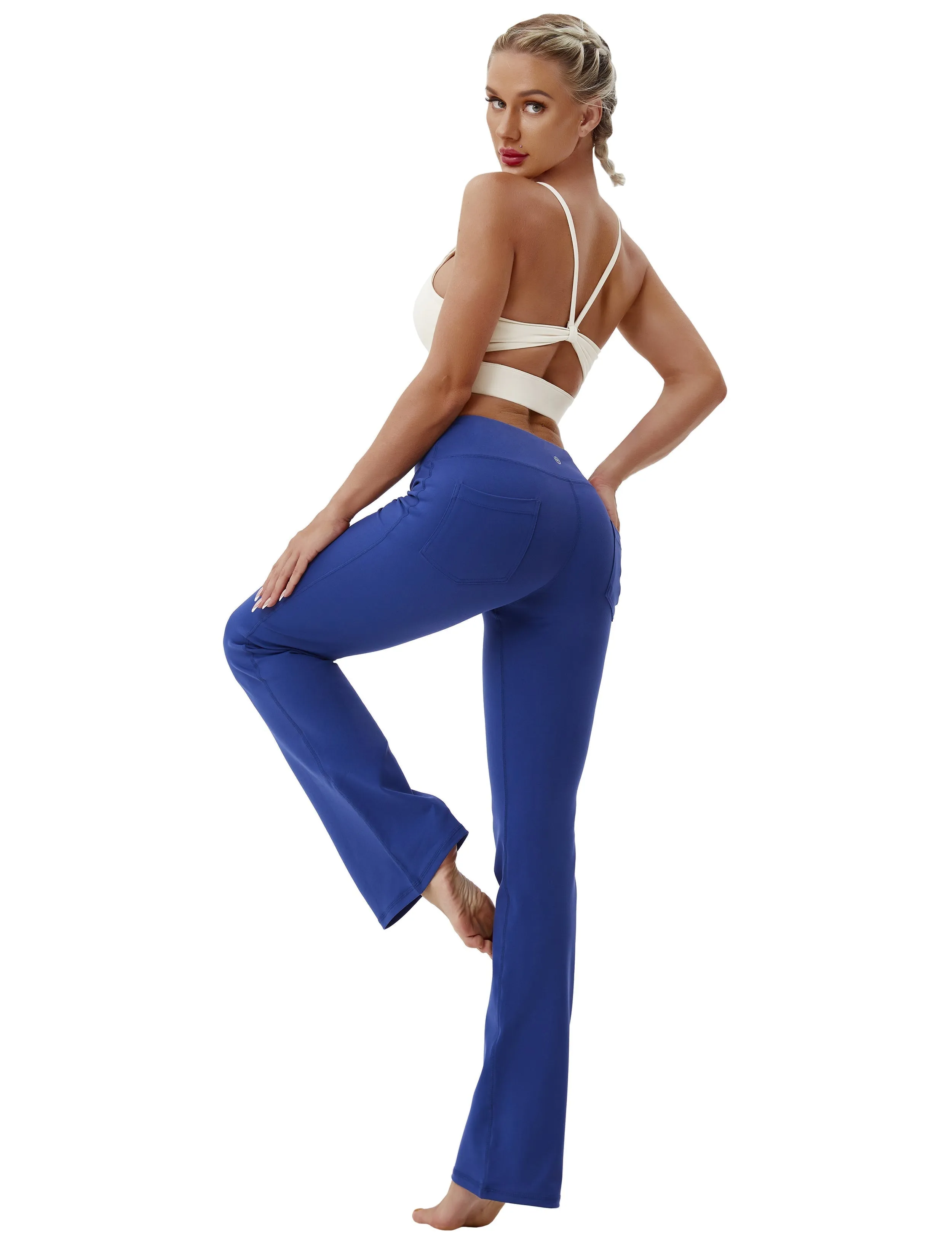 29" 31" 33" 35" 37"  Back Pockets Bootcut Leggings navy_yogastudio