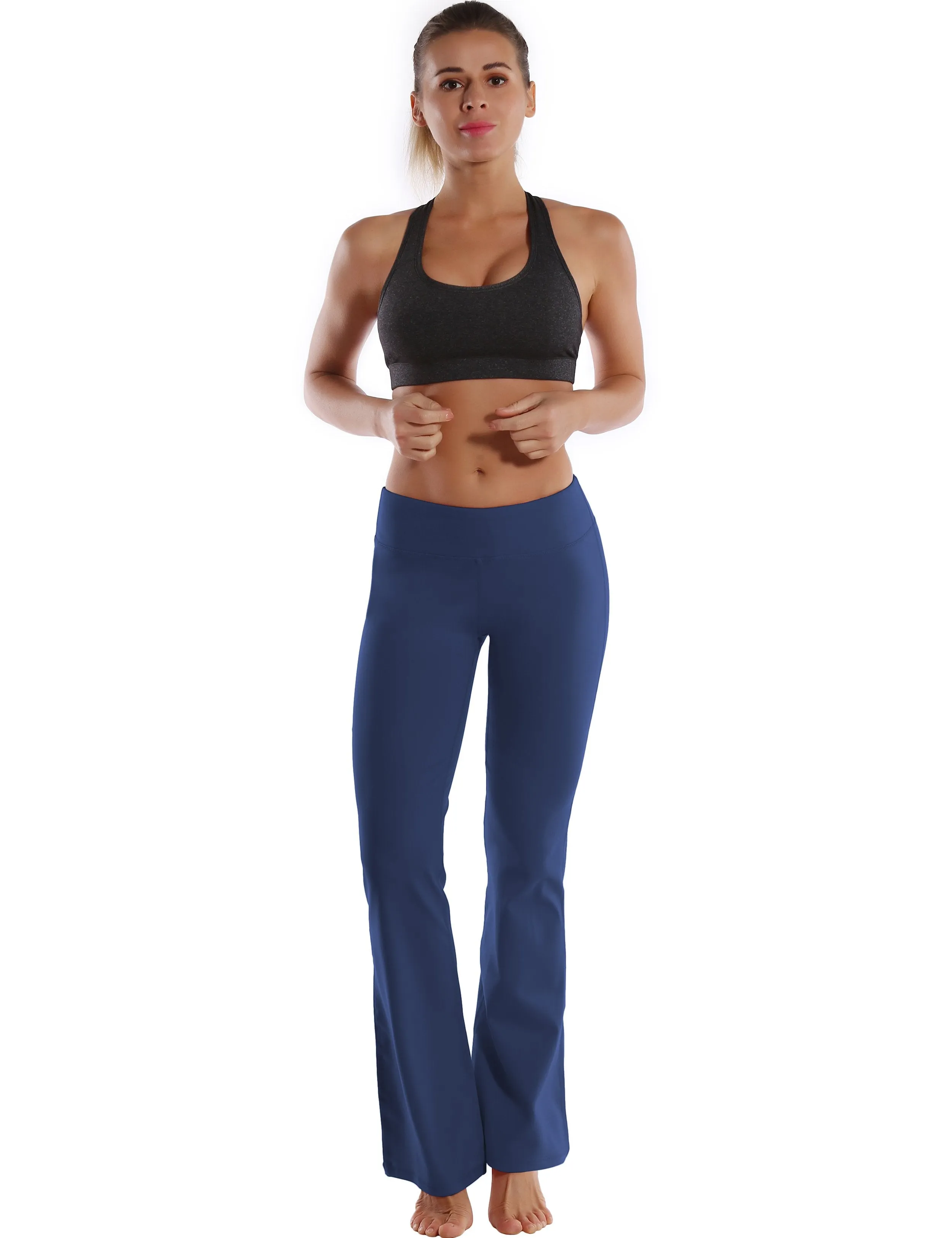 29" 31" 33" 35" 37"  Back Pockets Bootcut Leggings purplishblue ins_Tall Size