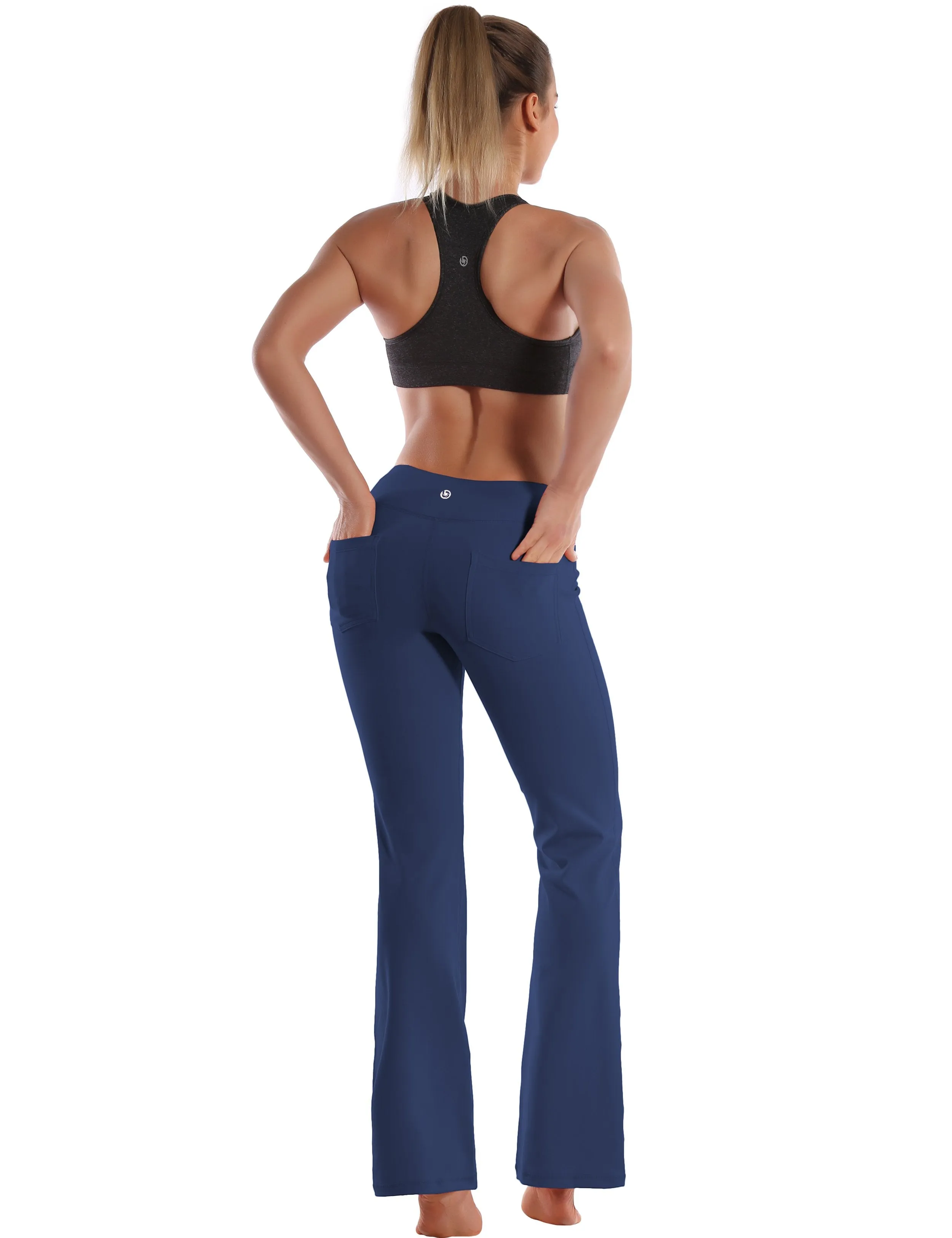 29" 31" 33" 35" 37"  Back Pockets Bootcut Leggings purplishblue ins_Tall Size