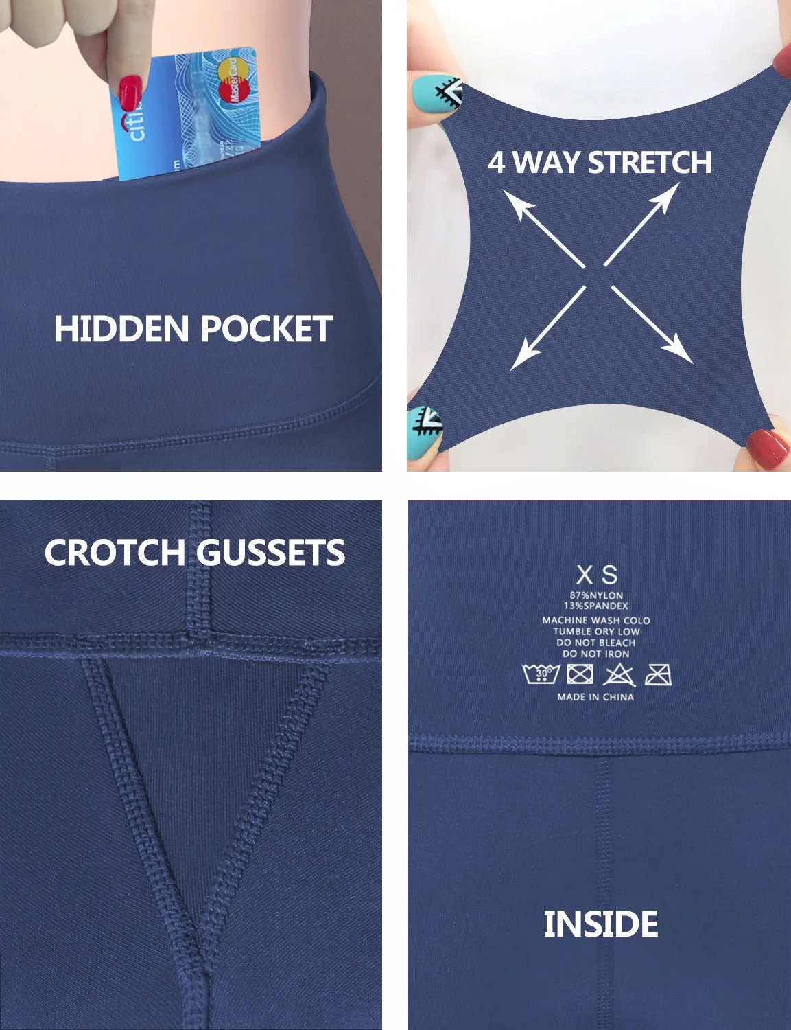 29" 31" 33" 35" 37"  Back Pockets Bootcut Leggings purplishblue ins_Tall Size