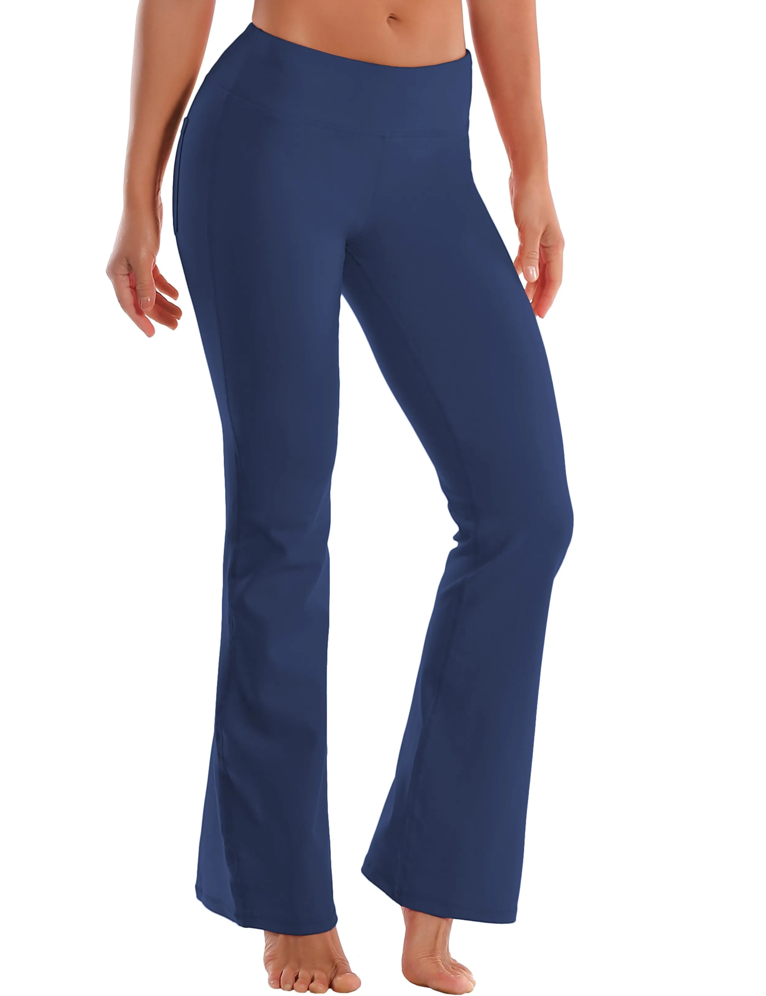 29" 31" 33" 35" 37"  Back Pockets Bootcut Leggings purplishblue ins_Tall Size