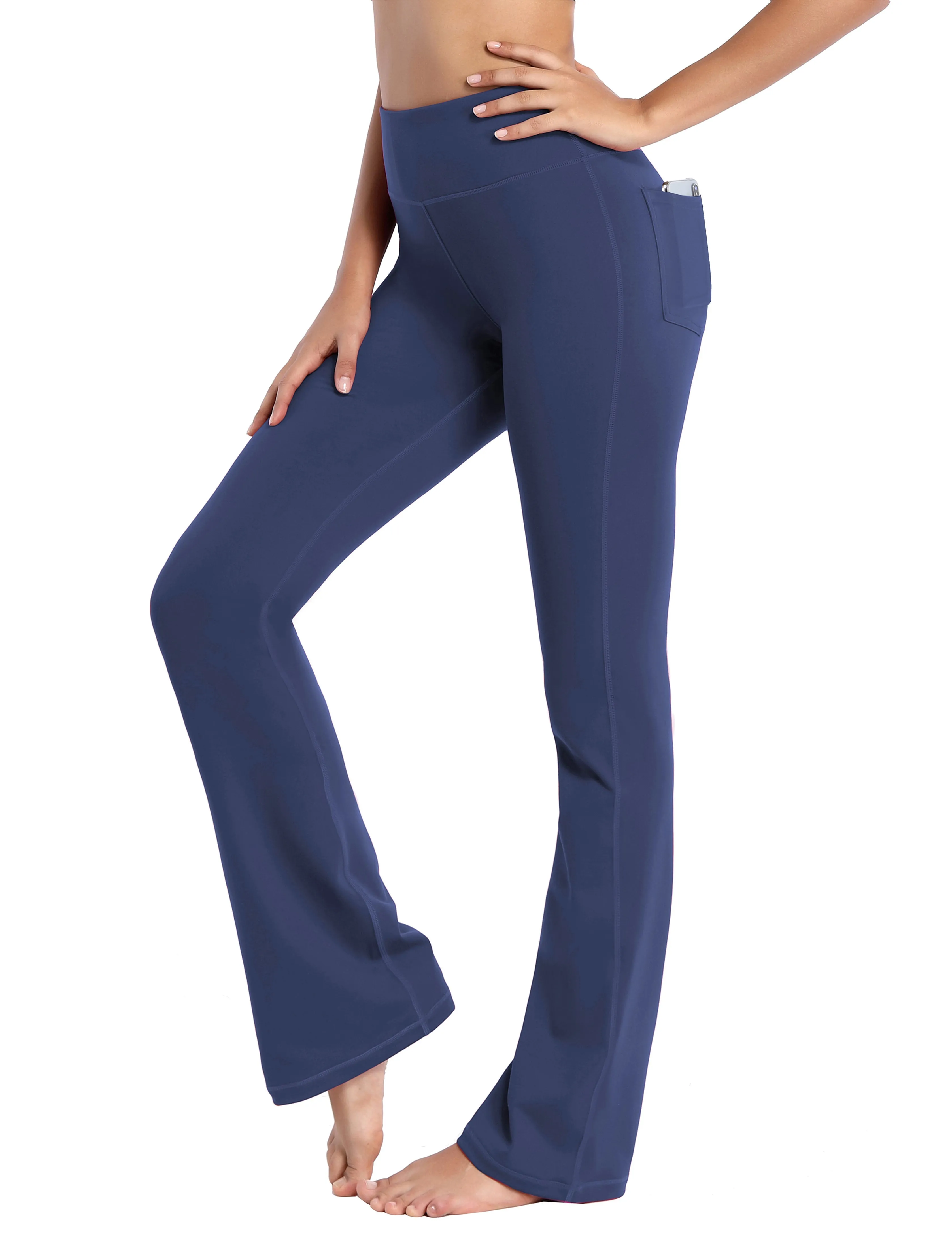 29" 31" 33" 35" 37"  Back Pockets Bootcut Leggings purplishblue_Tall Size
