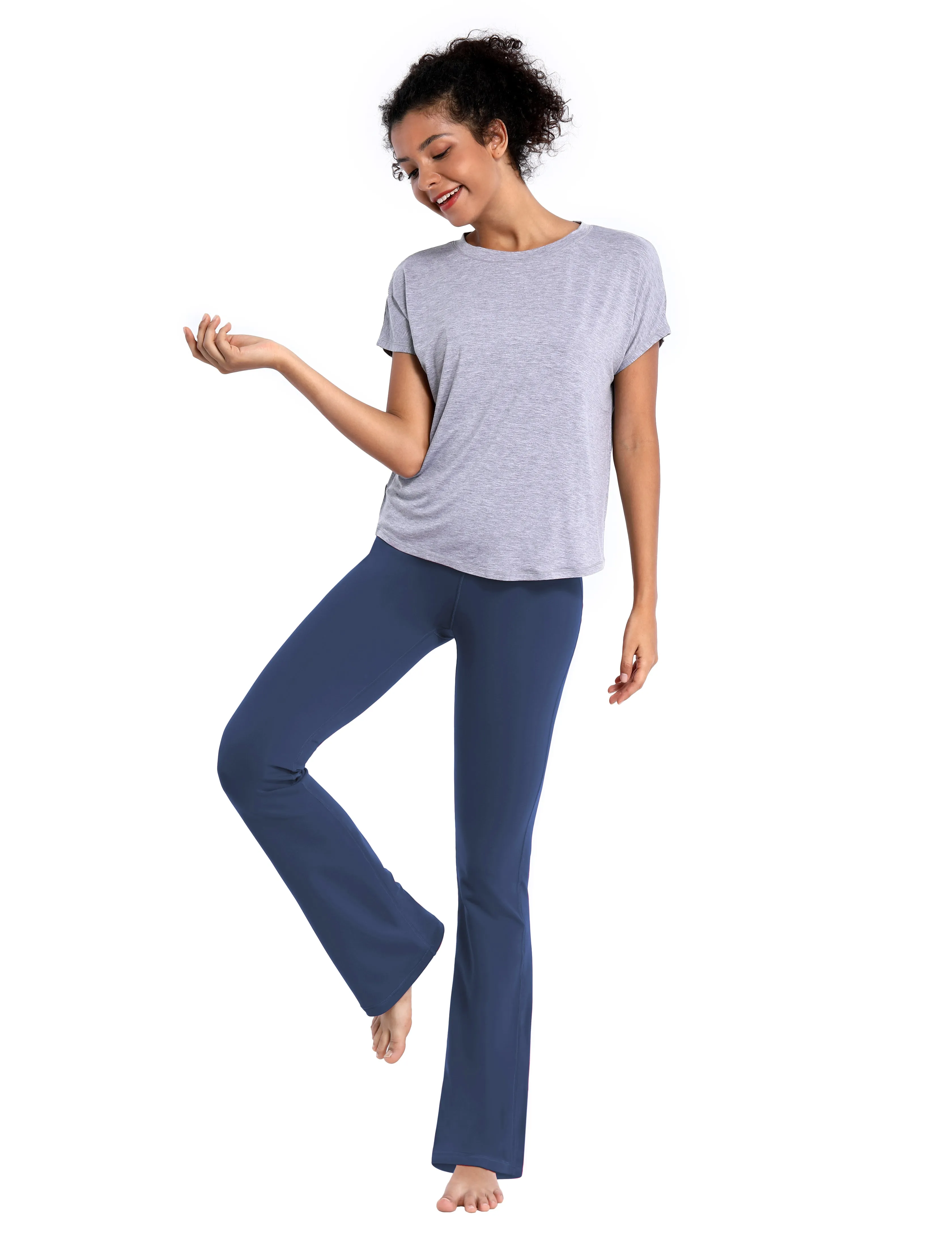 29" 31" 33" 35" 37"  Back Pockets Bootcut Leggings purplishblue_Tall Size
