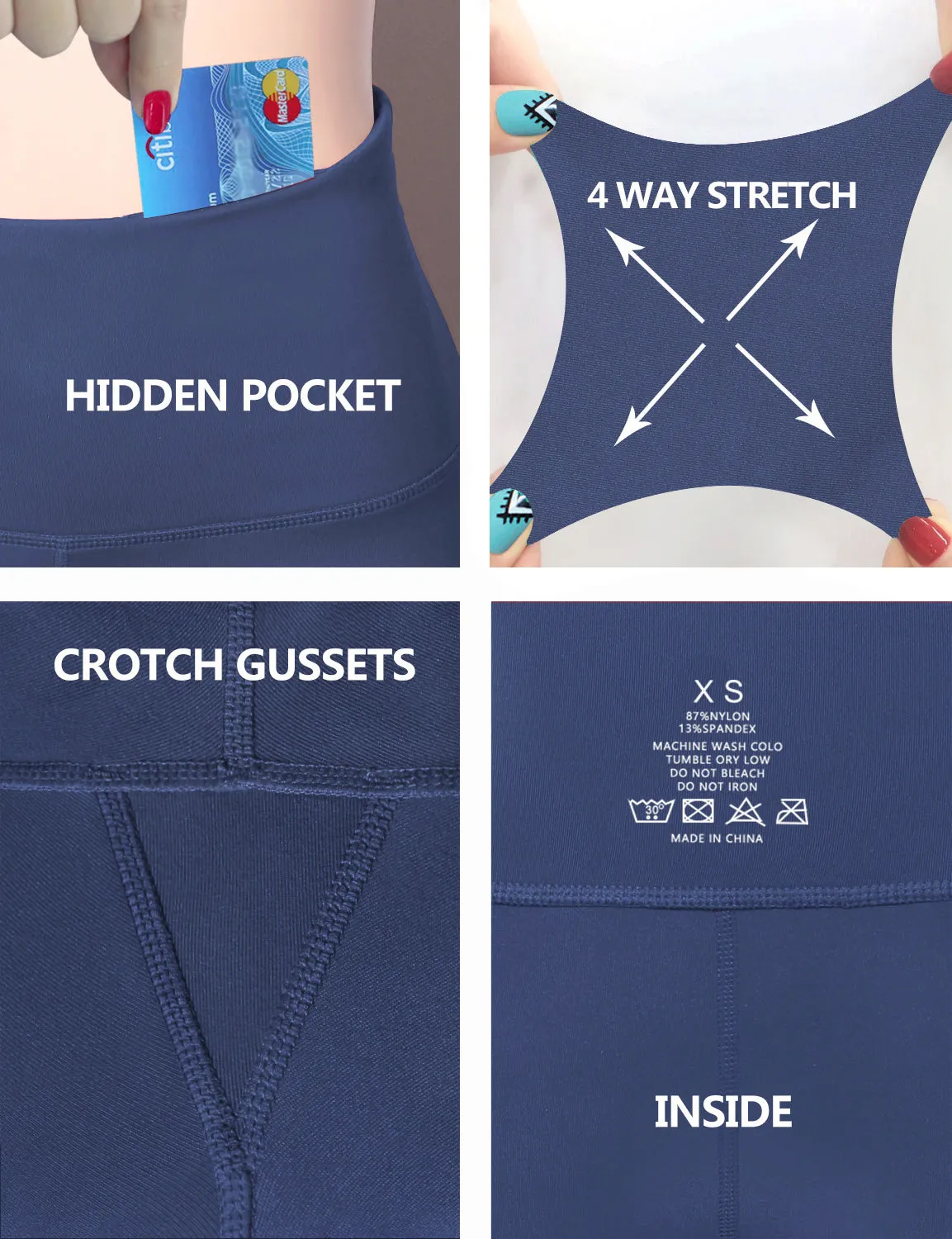 29" 31" 33" 35" 37"  Back Pockets Bootcut Leggings purplishblue_Tall Size