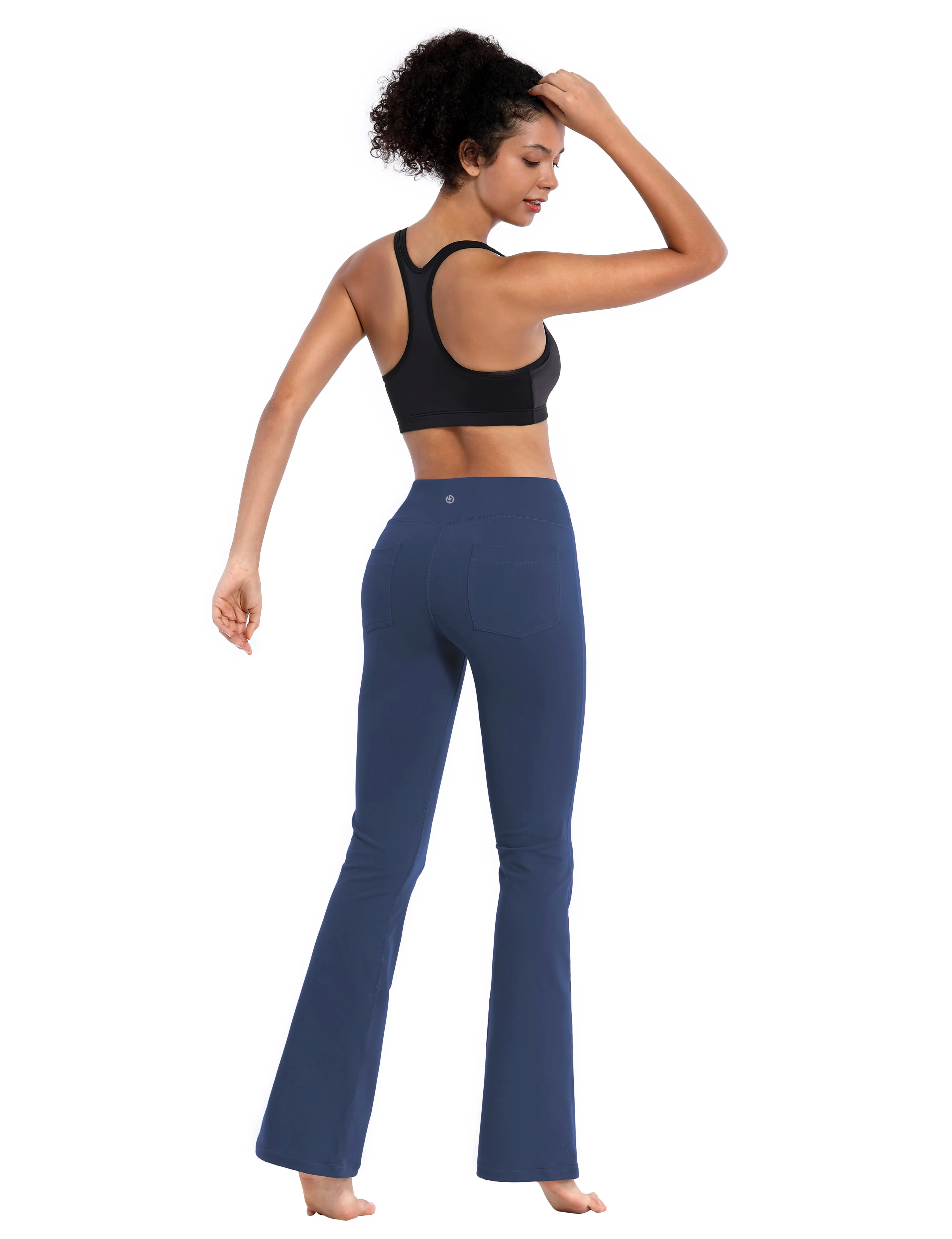 29" 31" 33" 35" 37"  Back Pockets Bootcut Leggings purplishblue_yogastudio
