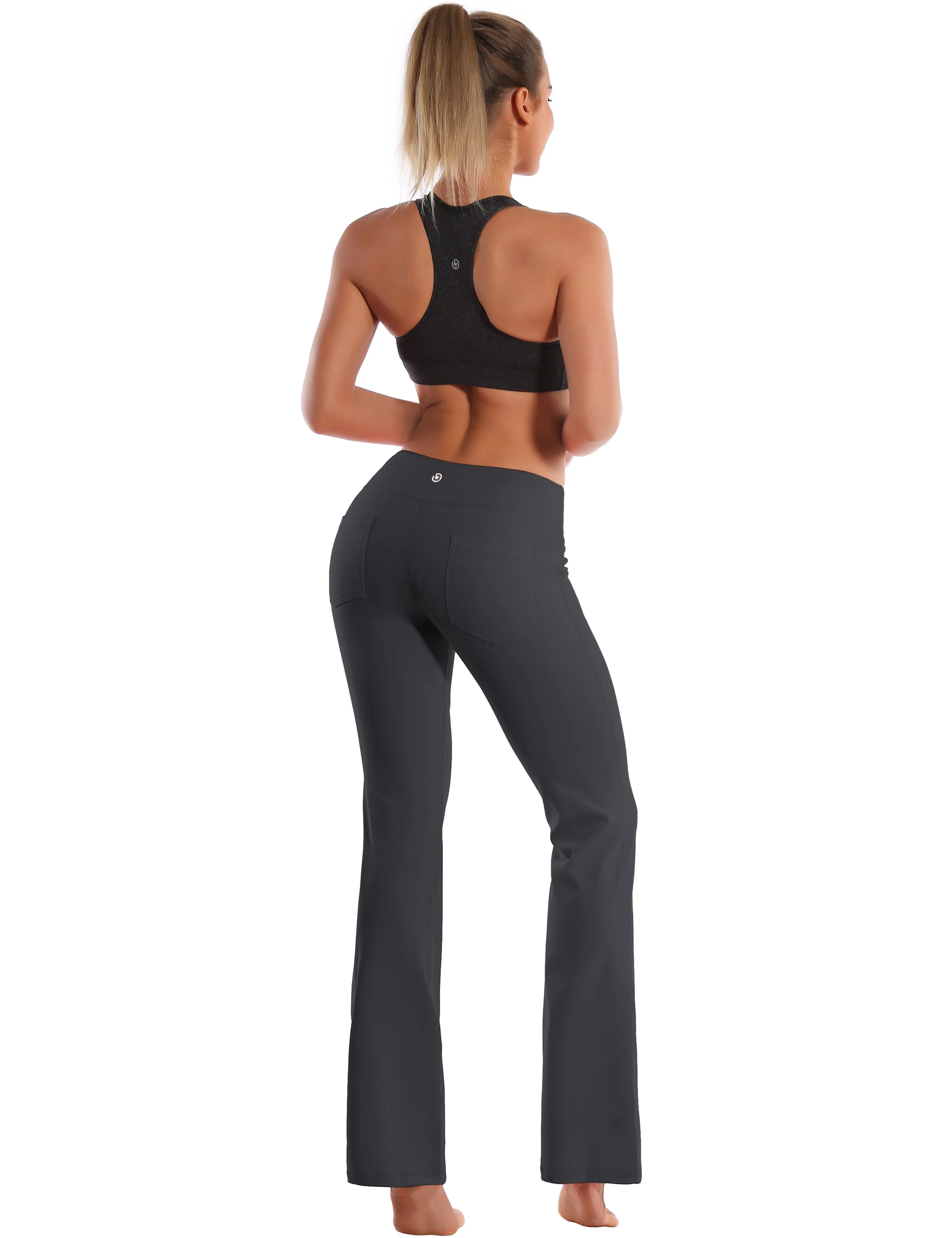 29" 31" 33" 35" 37"  Back Pockets Bootcut Leggings shadowcharcoal_Gym