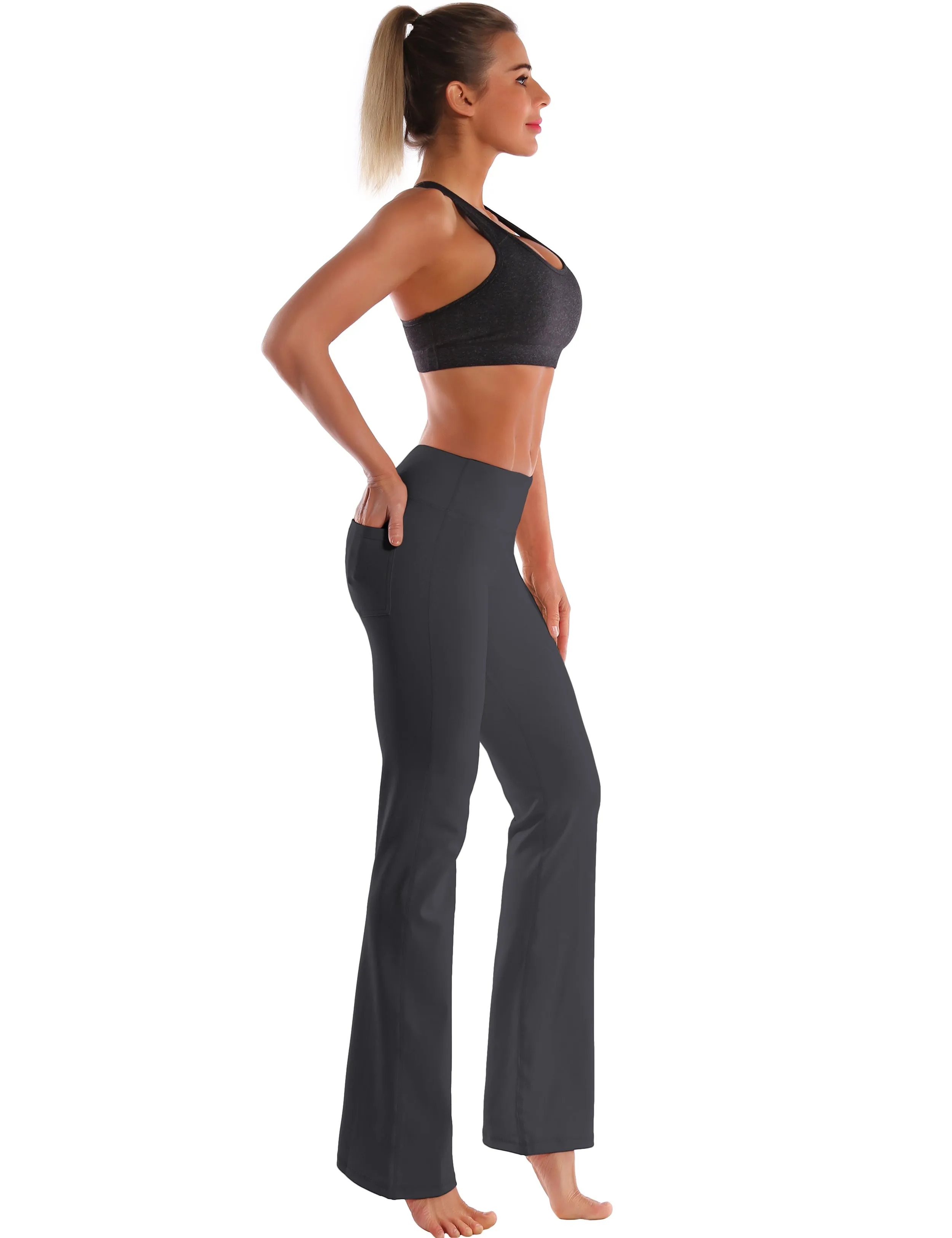 29" 31" 33" 35" 37"  Back Pockets Bootcut Leggings shadowcharcoal_Jogging