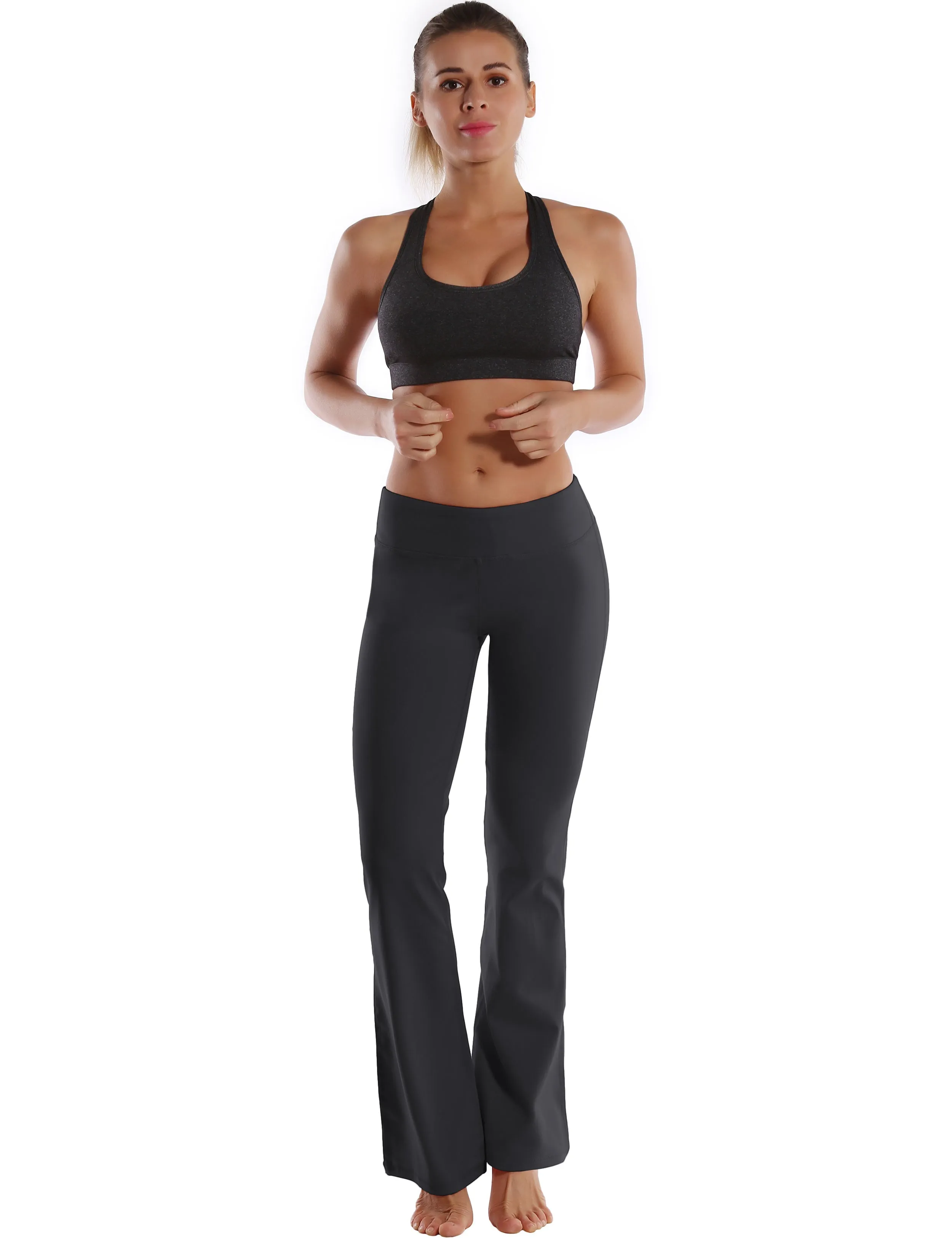 29" 31" 33" 35" 37"  Back Pockets Bootcut Leggings shadowcharcoal_Plus Size
